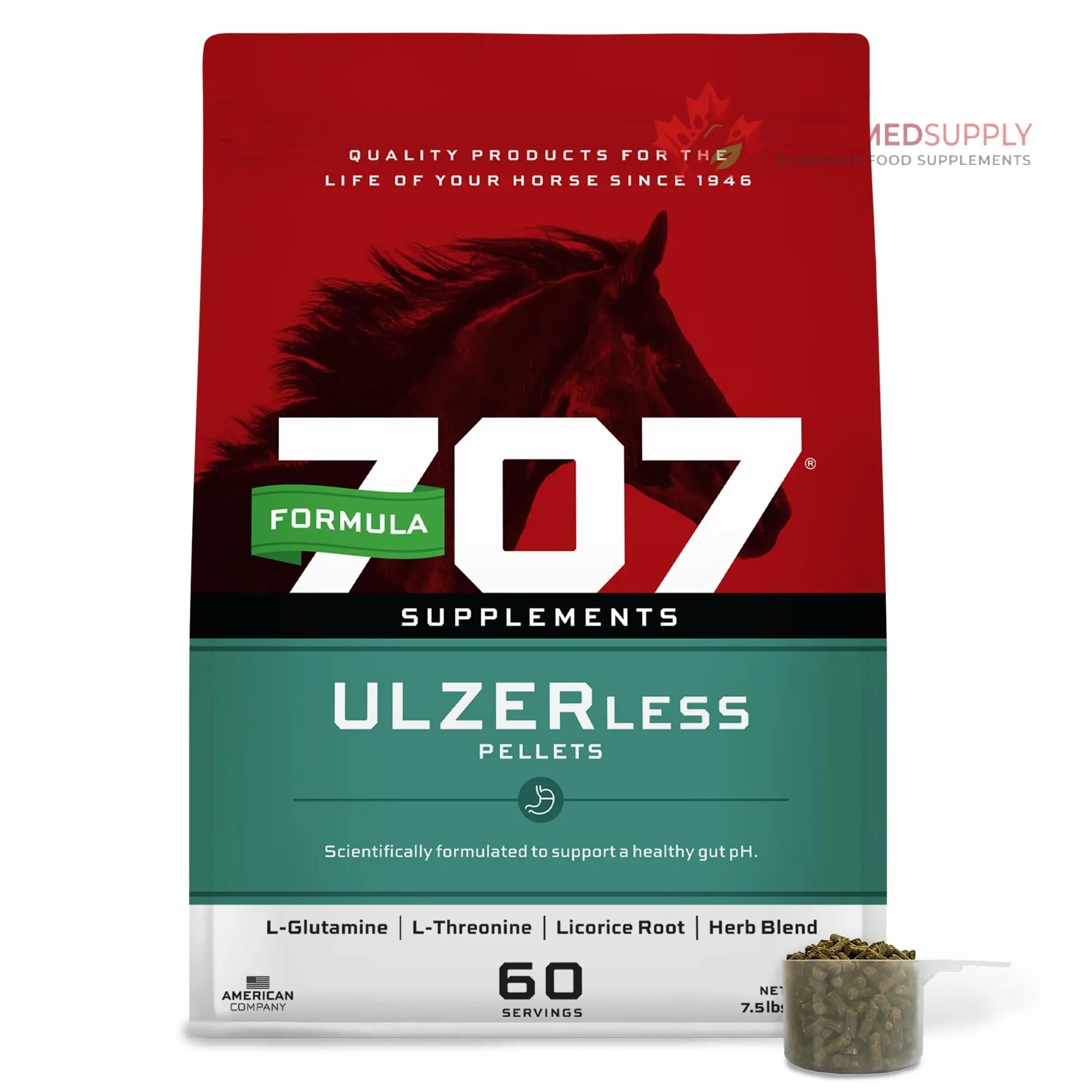 Formula 707 ULZERless Equine Supplement, 7.5lb Bag - Natural Gut Support for Horses with Ulcer Risk Factors Formula 707 buy supplements canada