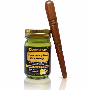 KleverKlover Back and Neck Aromatherapy Balm Ultra Strength for Healing Sore Muscle & Joint After Workout or Yoga - Plai Oil - Preservative Free- Citrus Scent + Free Massage Reflexology Wooden Stick KleverKlover buy supplements canada