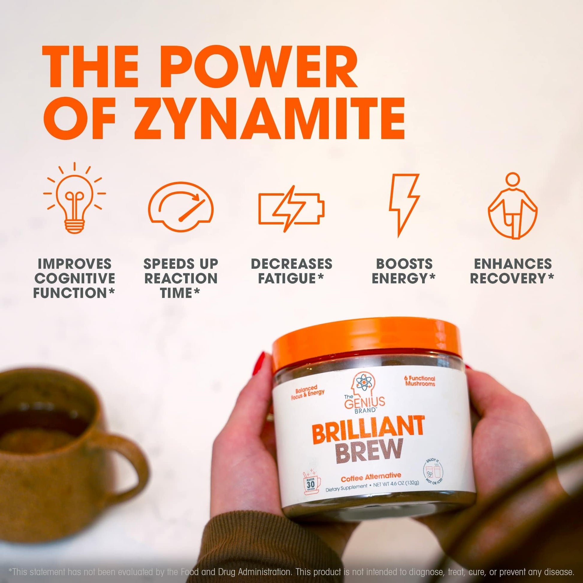 The Genius Brand Genius Brilliant Brew - Natural Coffee Substitute for Clear Thinking, Energy & Immune Support - No Crash or Jitters - Powered by Nootropics - Non-GMO - 30 Servings - Sweet Cocoa The Genius Brand buy supplements canada