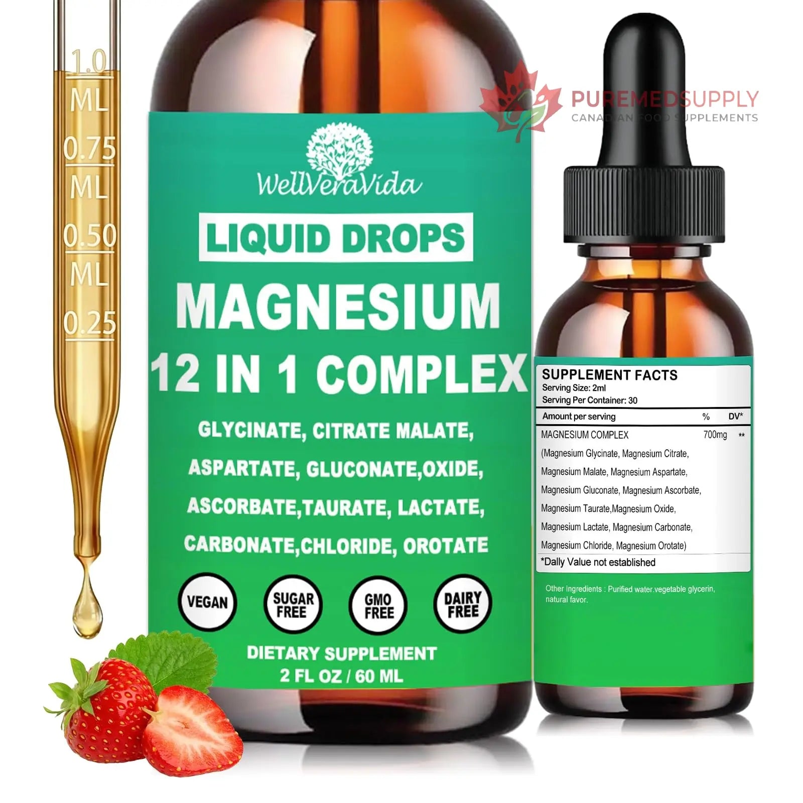 Magnesium Complex 700mg, 12 in 1 Magnesium Supplement with Glycinate Citrate Malate Oxide Taurate Aspartate Orotate Magnesium Relaxation, Muscle, Sleep Support, High Absorption Liquid Magnesium丨Vegan WellVeraVida buy supplements canada
