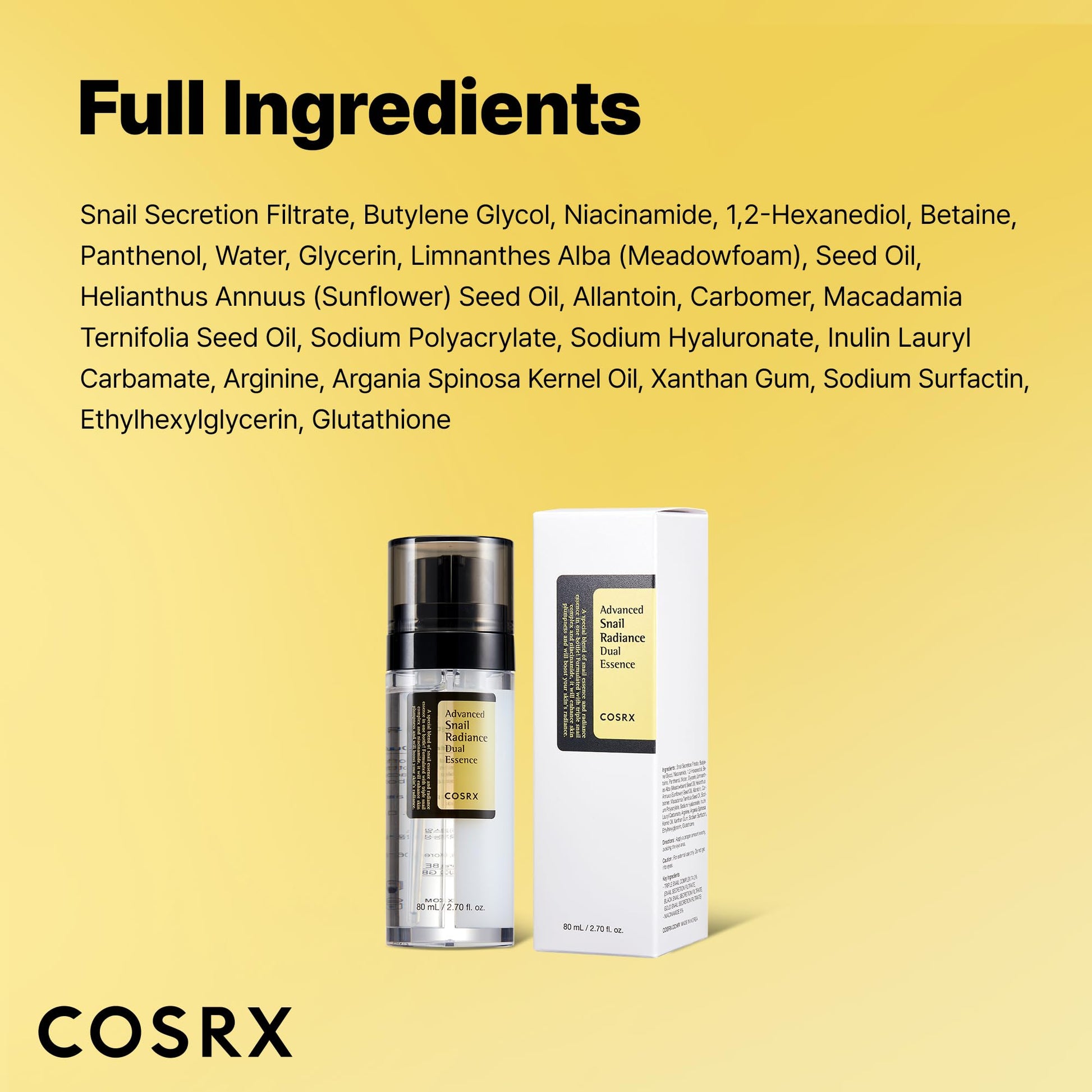 COSRX Snail Mucin 74% + Niacinamide 5% Dual Essence, Anti Aging Face Serum for Dull Skin, Sensitive Skin, Korean Skin Care, 2.70 fl.oz / 80ml COSRX buy supplements canada