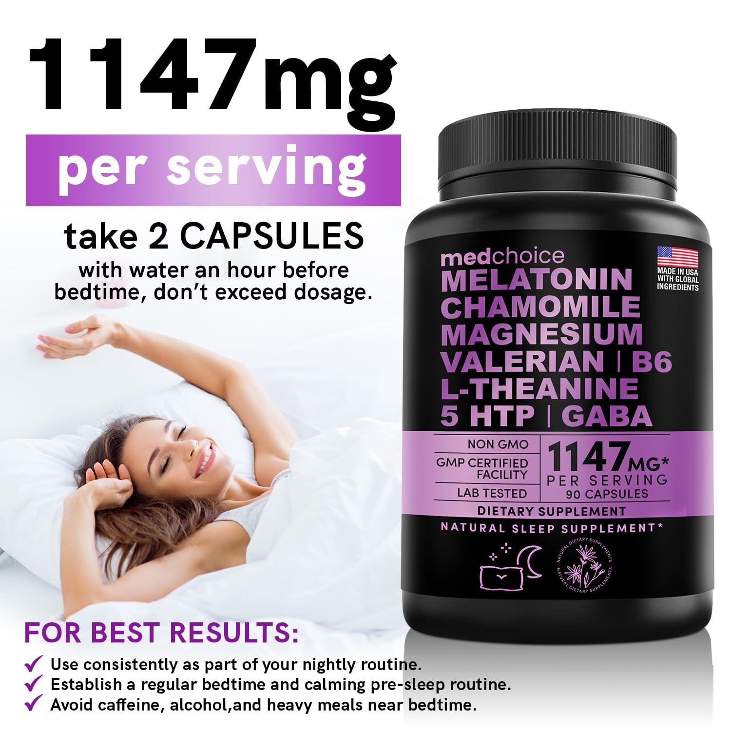 10-in-1 Melatonin Capsules - Melatonin 5mg Natural Sleep Aid for Adults MEDCHOICE buy supplements canada