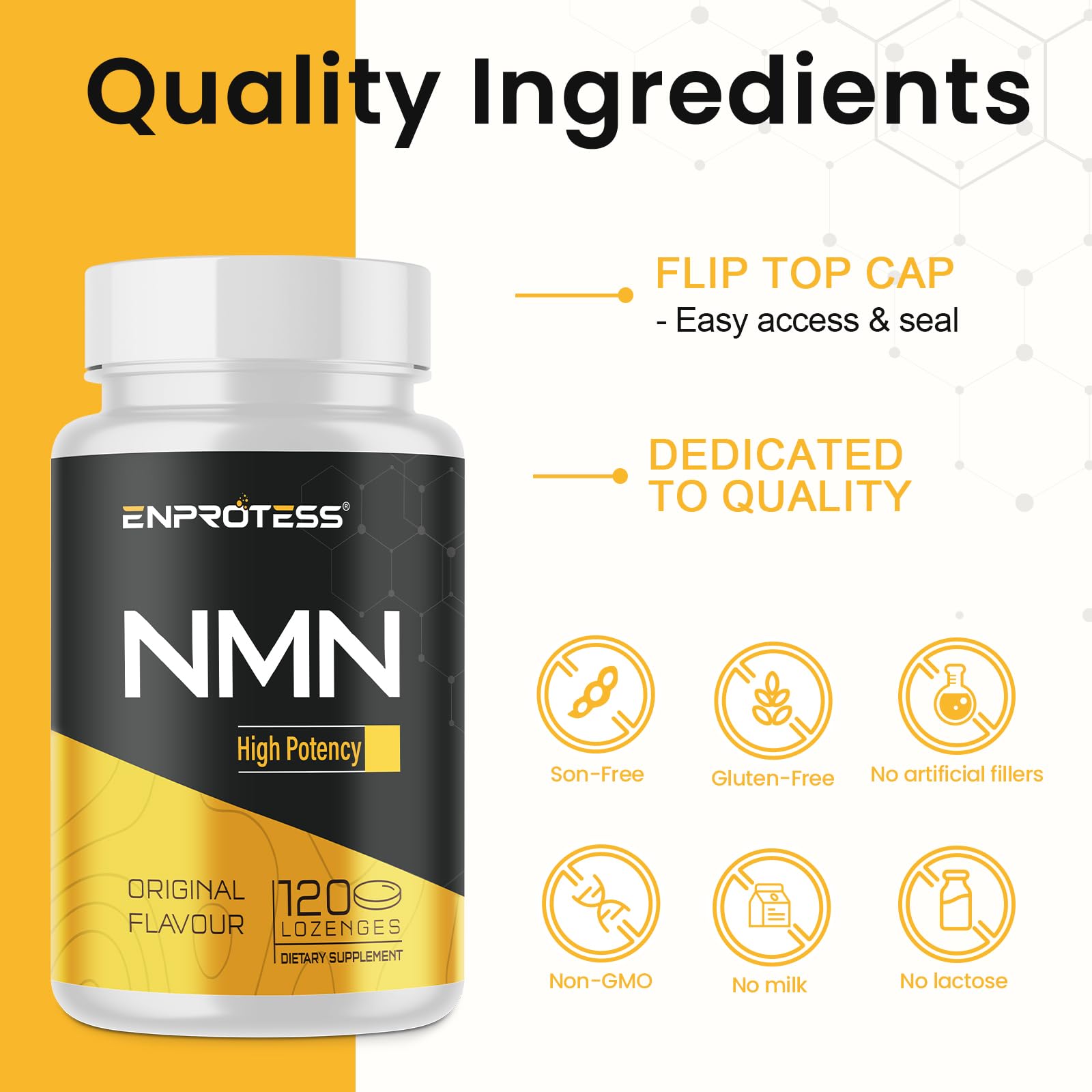 Sublingual NMN 500mg, Max Absorbency & Fast-Acting NMN Supplement（120-Day Supply）, 99% Pure NMN (Nicotinamide Mononucleotide) for NAD, Cell, Immune, Energy, Muscle, Anti-Aging, Longevity, 120 Lozenges Enprotess buy supplements canada