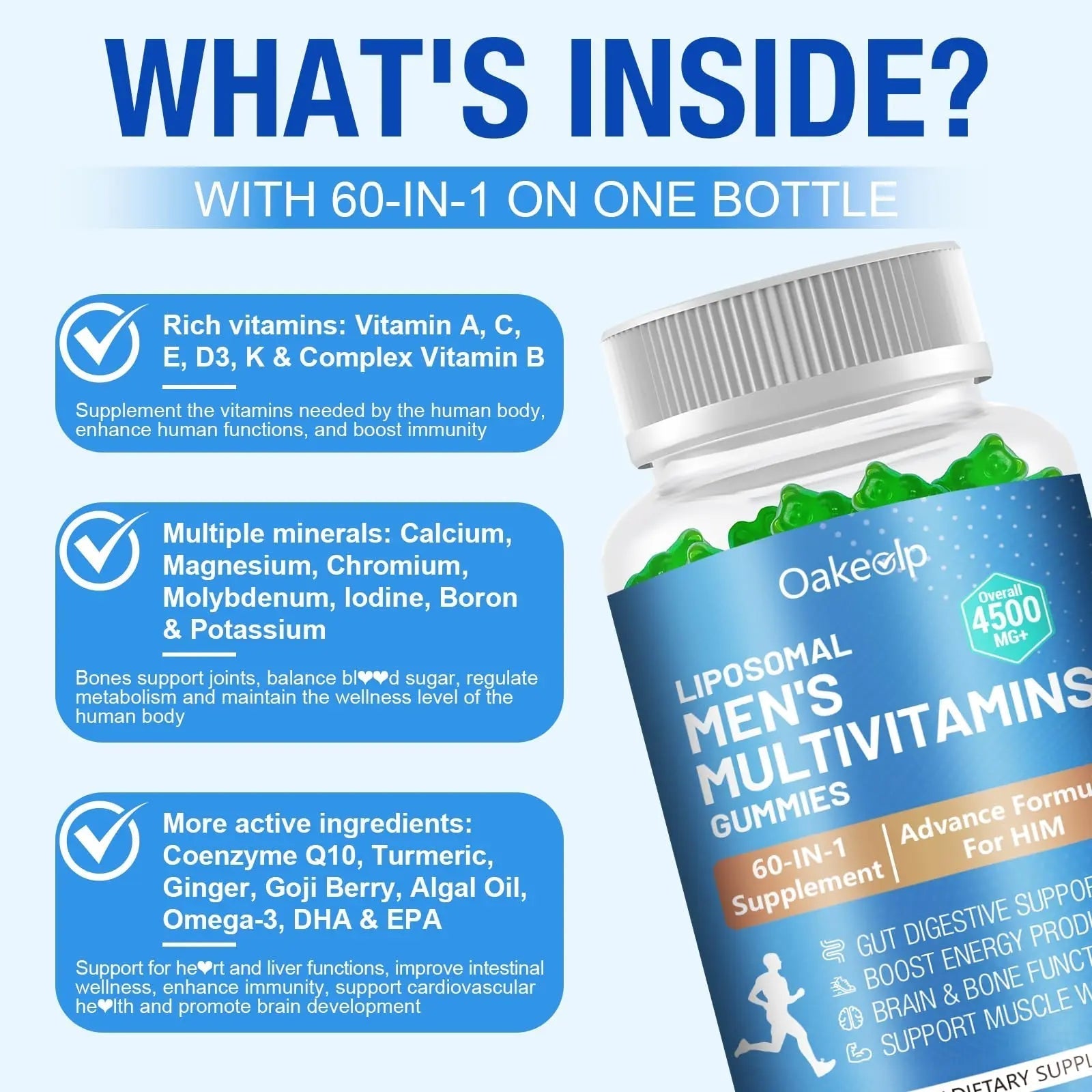 60-IN-1 Liposomal 120+ Nutrients Men's Multivitamin Gummy 4500MG+ Overall,300Billion Probiotics, Algal DHA, CoQ10, Turmeric & Herbal Blends Oakevlp buy supplements canada