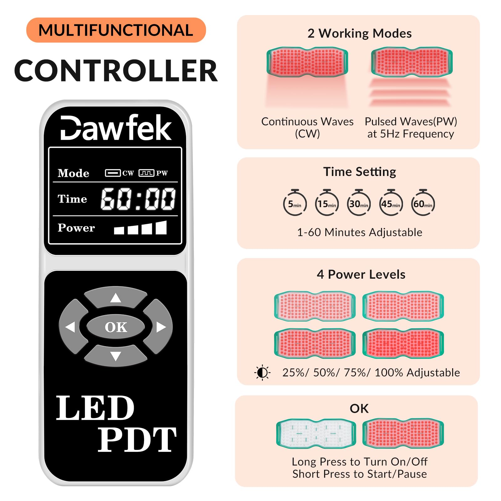 Dawfek Red Light Therapy Belt for Pain Relief Silicone Wearable Near Infrared Light Wrap Deep Dawfek buy supplements canada