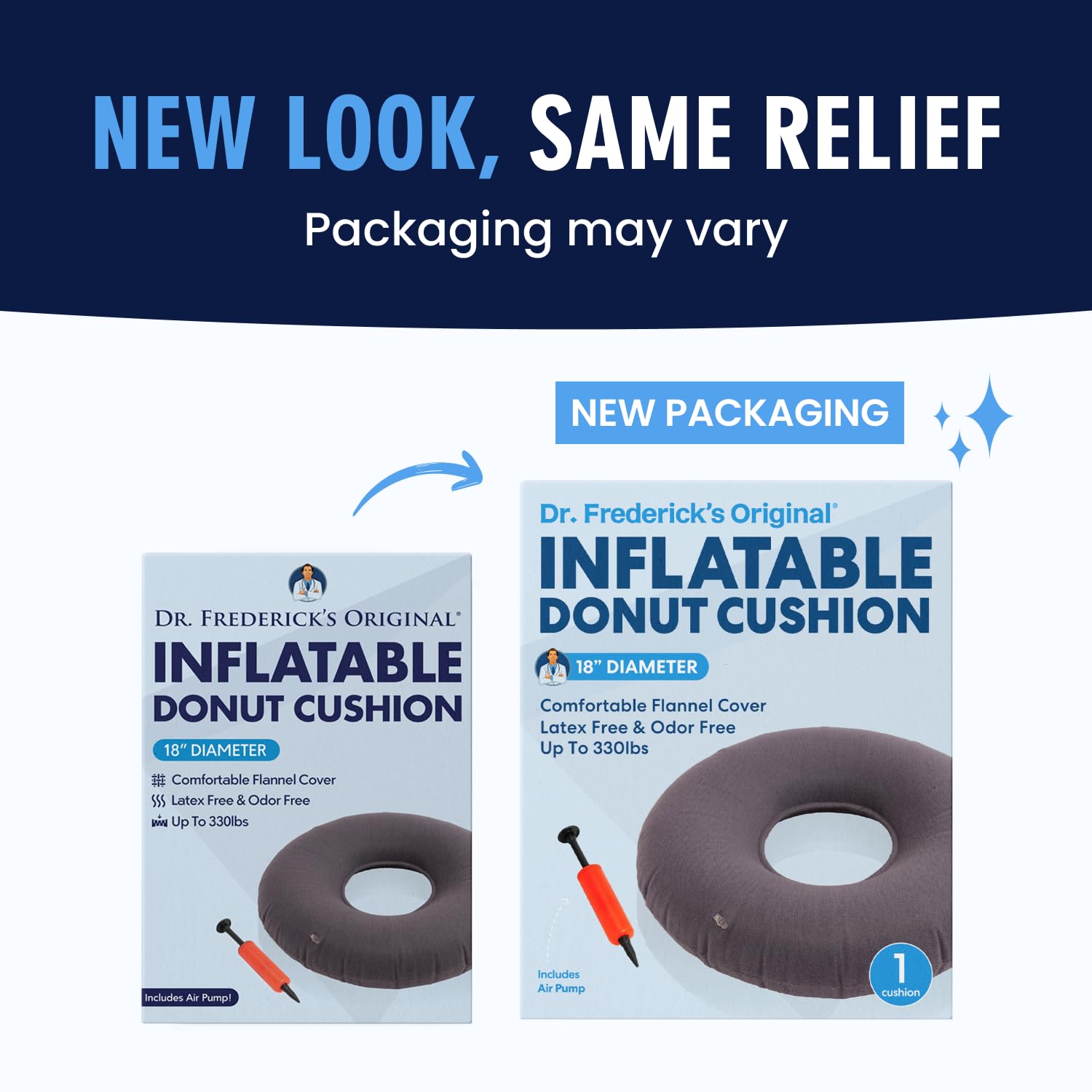 Dr. Frederick’s Original Inflatable Donut Pillow - 18" Seat Cushion for Tailbone Pain, Hemorrhoids & Bed Sores – Doctor-Developed for Postpartum, Prostatitis & Travel - Odor-Free, Durable Vinyl - Gray Dr. Frederick's Original buy supplements canada