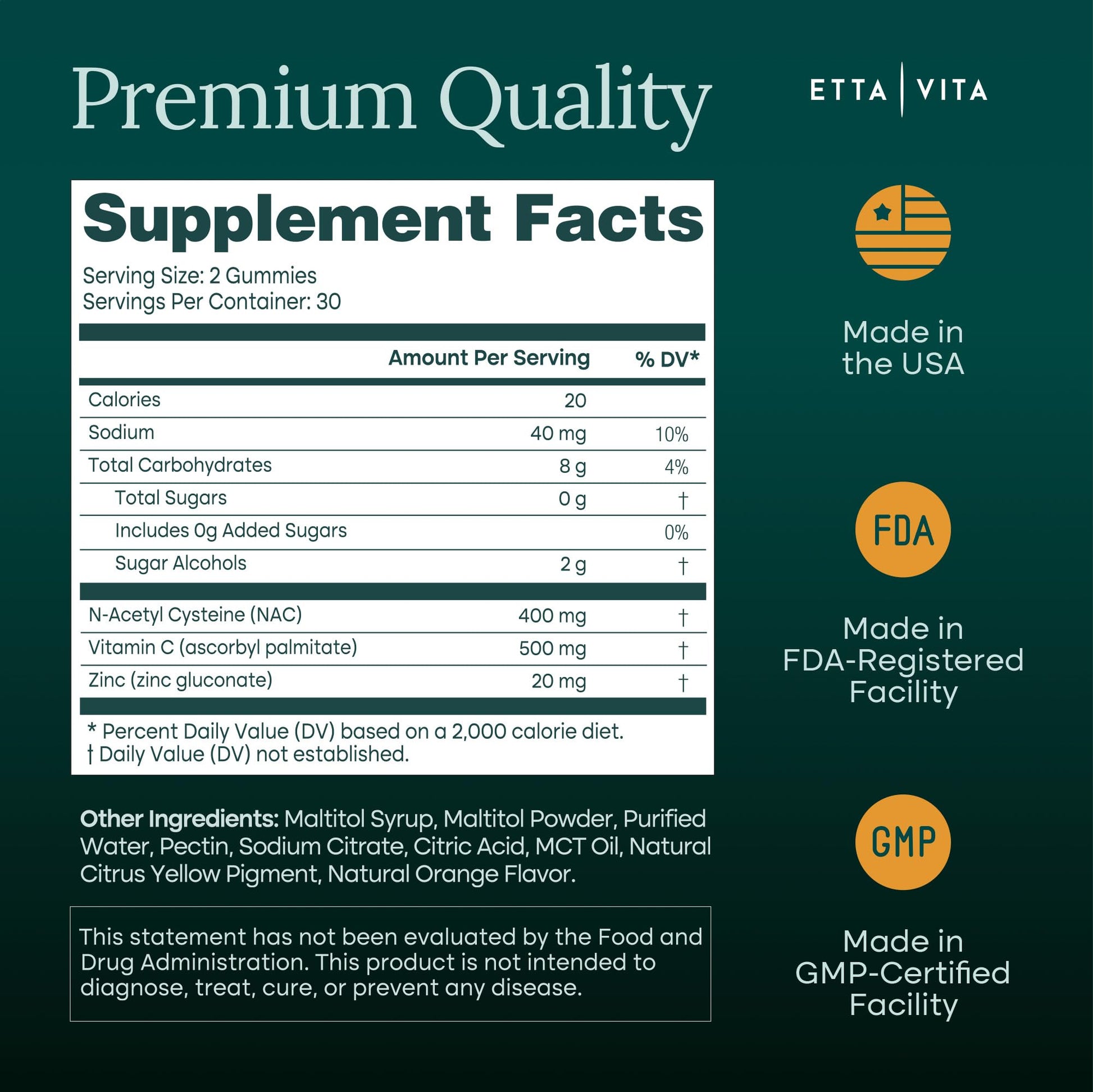 Sugar-Free NAC Gummies (Immune Support Complex) N-Acetyl Cysteine, Vitamin C & Zinc - Supports Respiratory Health, Liver Detox & Cleanse, Kidney Function, NAC Supplement for Kids and Adults - Vegan Etta Vita buy supplements canada