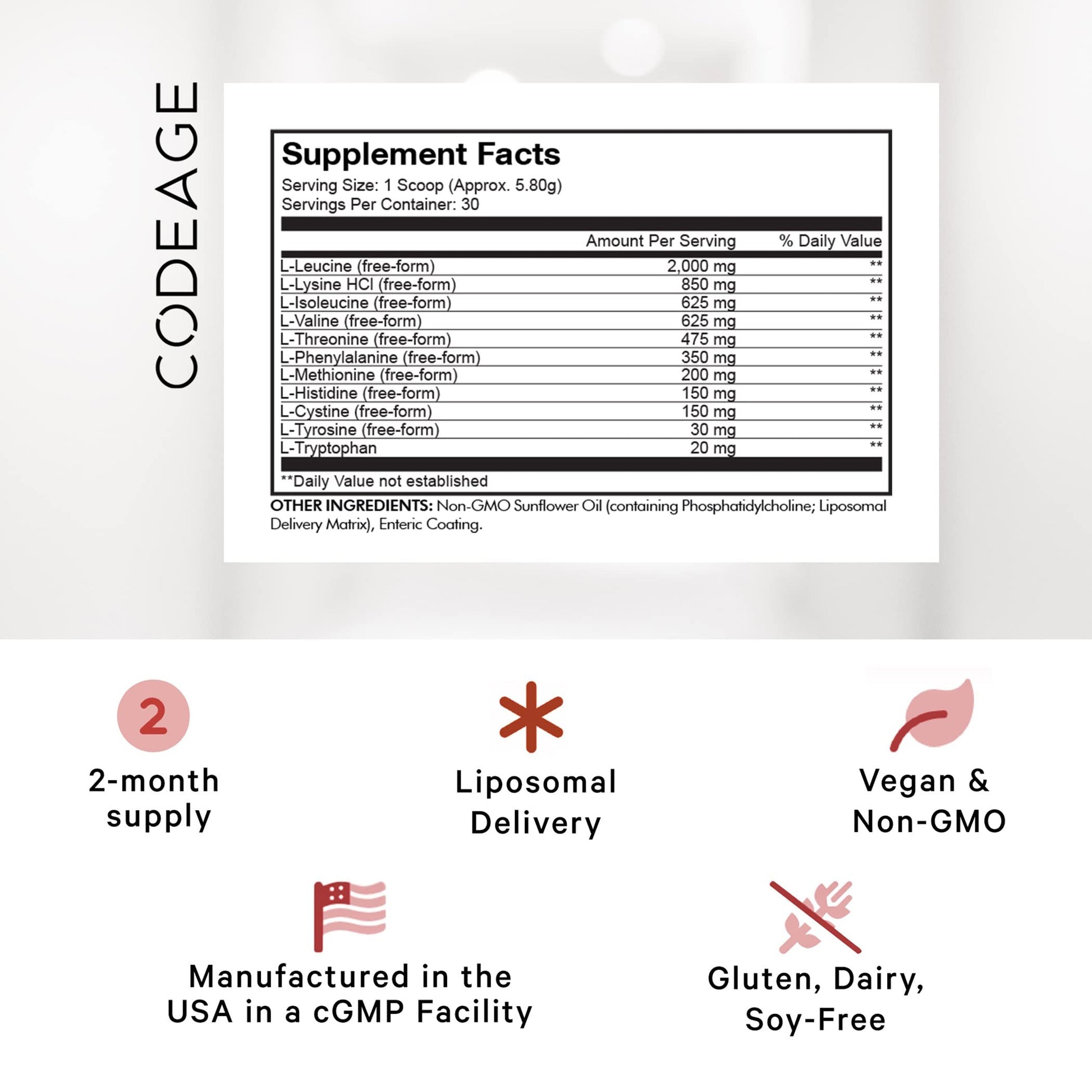 Codeage Liposomal Multi Amino Powder Supplement - BCAA & EAA Supplement All 9 Essential Amino Acids, Branched-Chain Amino Acid, Pre & Post Workout, Unflavored, Liposomal Delivery, Non-GMO, 6.15 oz Codeage buy supplements canada