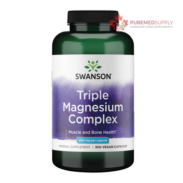 Swanson Triple Magnesium Complex Bone, Nerve, and Muscle Support Supplement for Adults Seeking Optimal Magnesium Absorption - 400 mg (300 Vegan Capsules) Swanson buy supplements canada