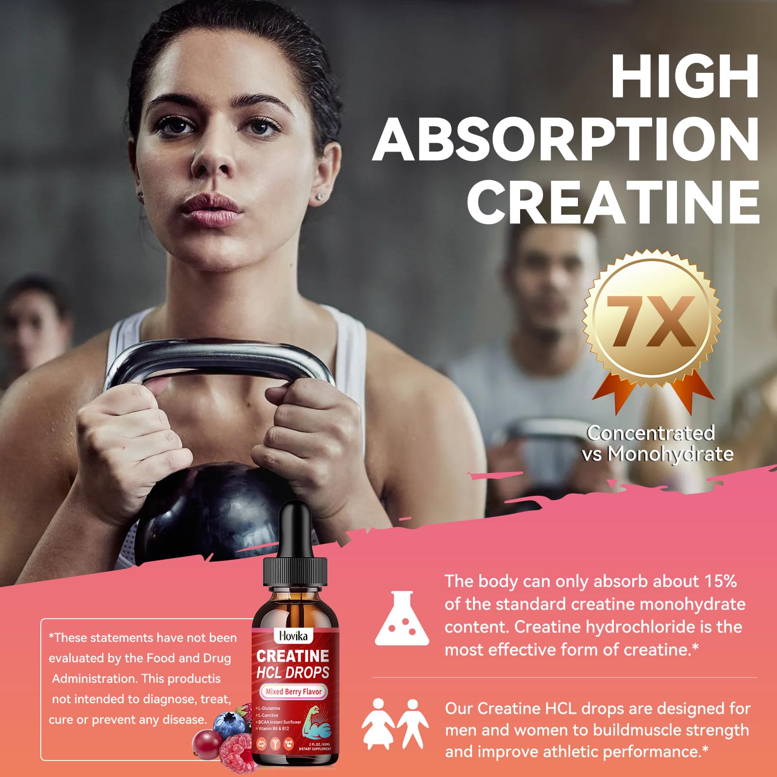 Creatine HCL Liquid Drops for Men & Women, Creatine Hydrochloride with L-Carnitine, L-Glutamine, BCAA, Vitamin B12 & B6 for Muscle Growth & Recovery-Vegan, Mixed Berry Flavor Flavor, 2 Fl Oz Hovika buy supplements canada