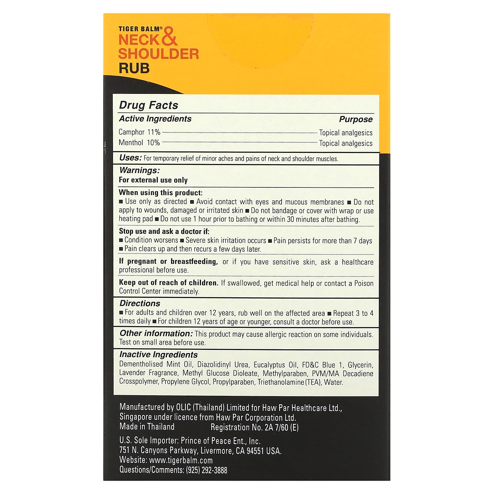 TIGER BALM NECK & SHOULDER RUB, 1.76 oz. Tiger Balm buy supplements canada