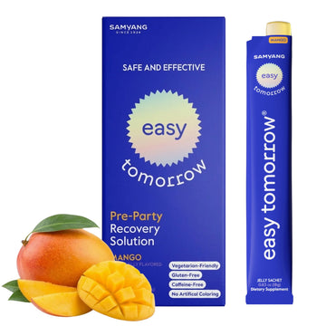 EASY TOMORROW - Natural Energy & Morning Vitality Jelly Stick - Daily Korean Skin Health Supplement & After Drinking Support with DHM & Glutathione - K-Beauty Inspired (Mango Flavor, 10 Sticks) EASY TOMORROW buy supplements canada