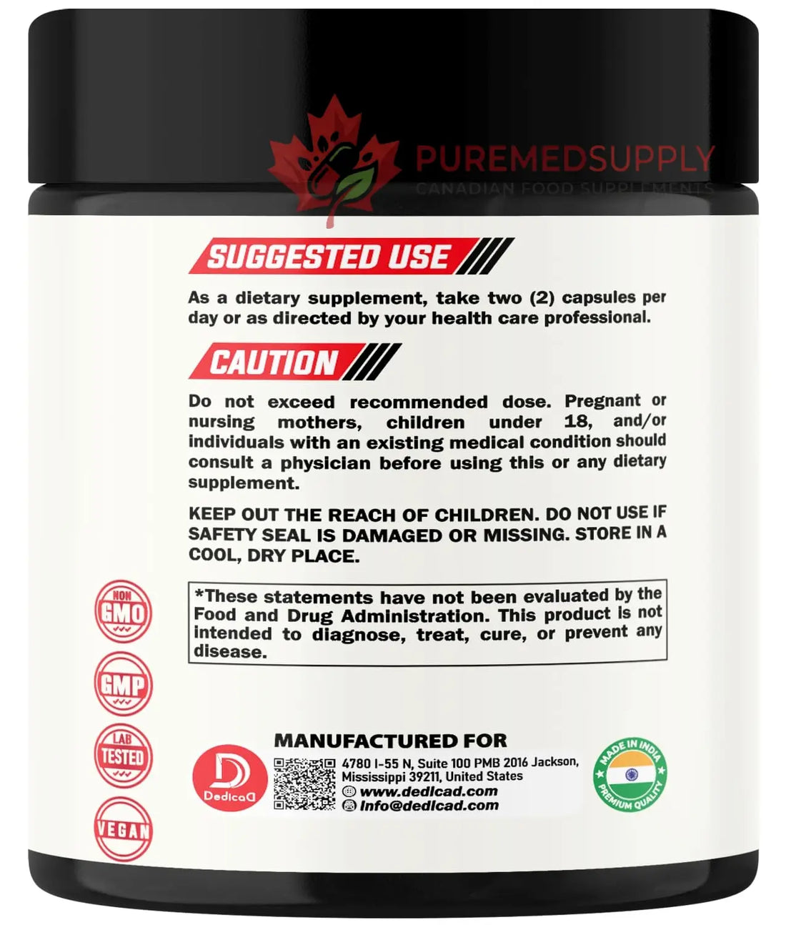 DEDICAD 9in1 Cortisol Supplement - Ashwagandha and Magnesium Glycinate and Chelate - Brain Health & Restful Night & Mood Balance - 90 Capsules Supply 45 Days DEDICAD buy supplements canada