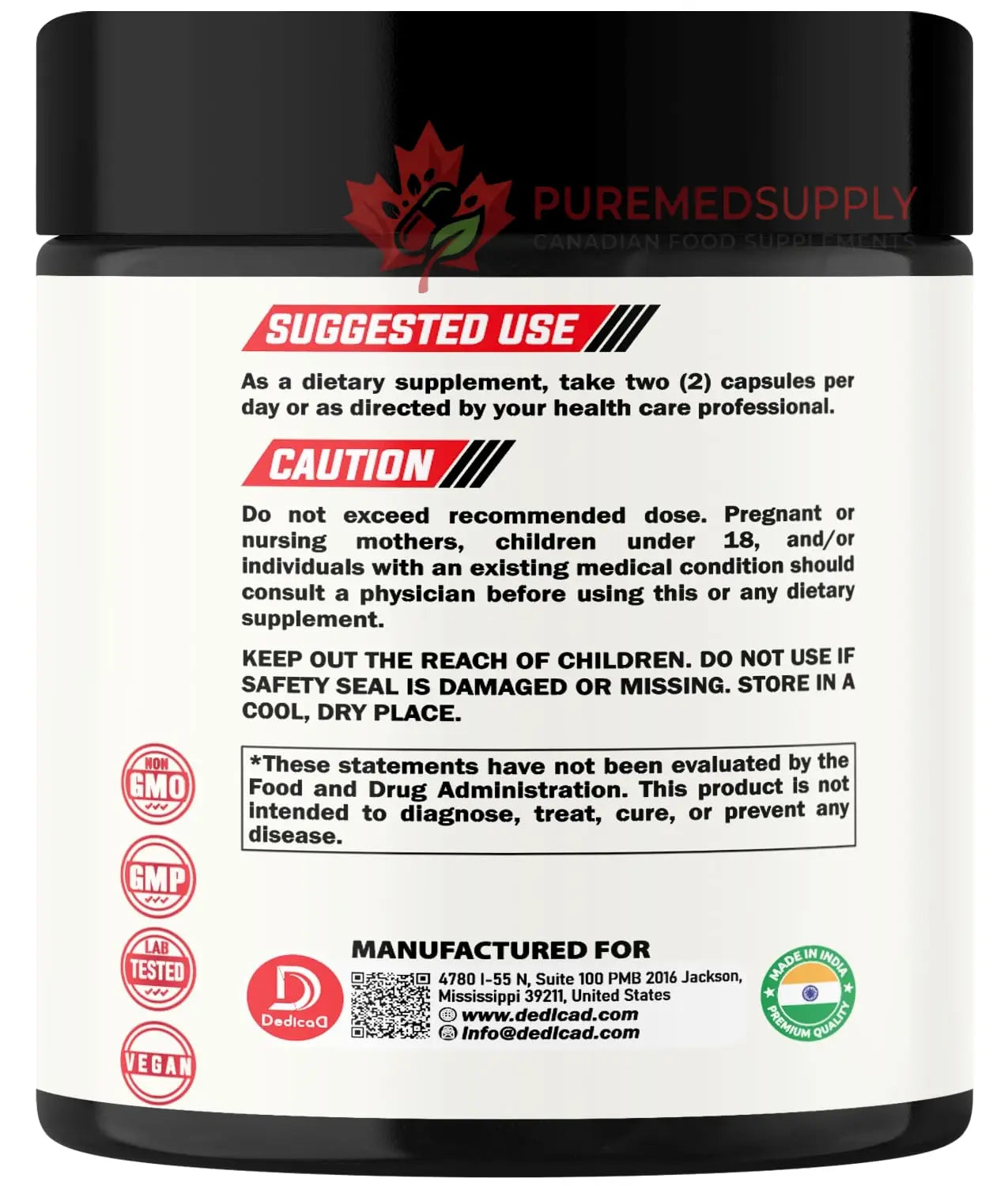 DEDICAD 9in1 Cortisol Supplement - Ashwagandha and Magnesium Glycinate and Chelate - Brain Health & Restful Night & Mood Balance - 90 Capsules Supply 45 Days DEDICAD buy supplements canada