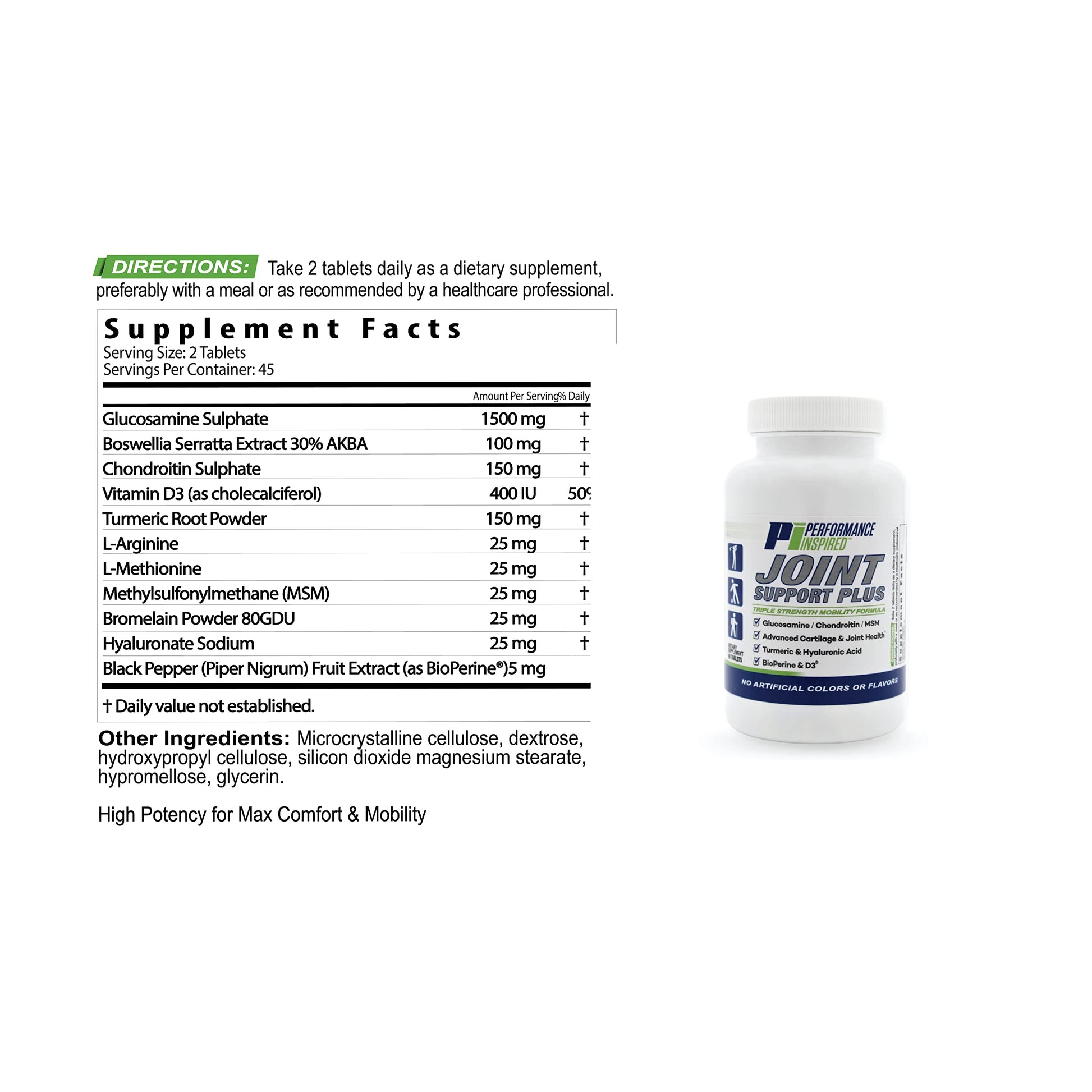PERFORMANCE INSPIRED Nutrition Joint Support Plus – Glucosamine, Chondroitin, Turmeric & BioPerine – Triple Strength Joint Comfort & Mobility Support – 90 Count PERFORMANCE INSPIRED buy supplements canada