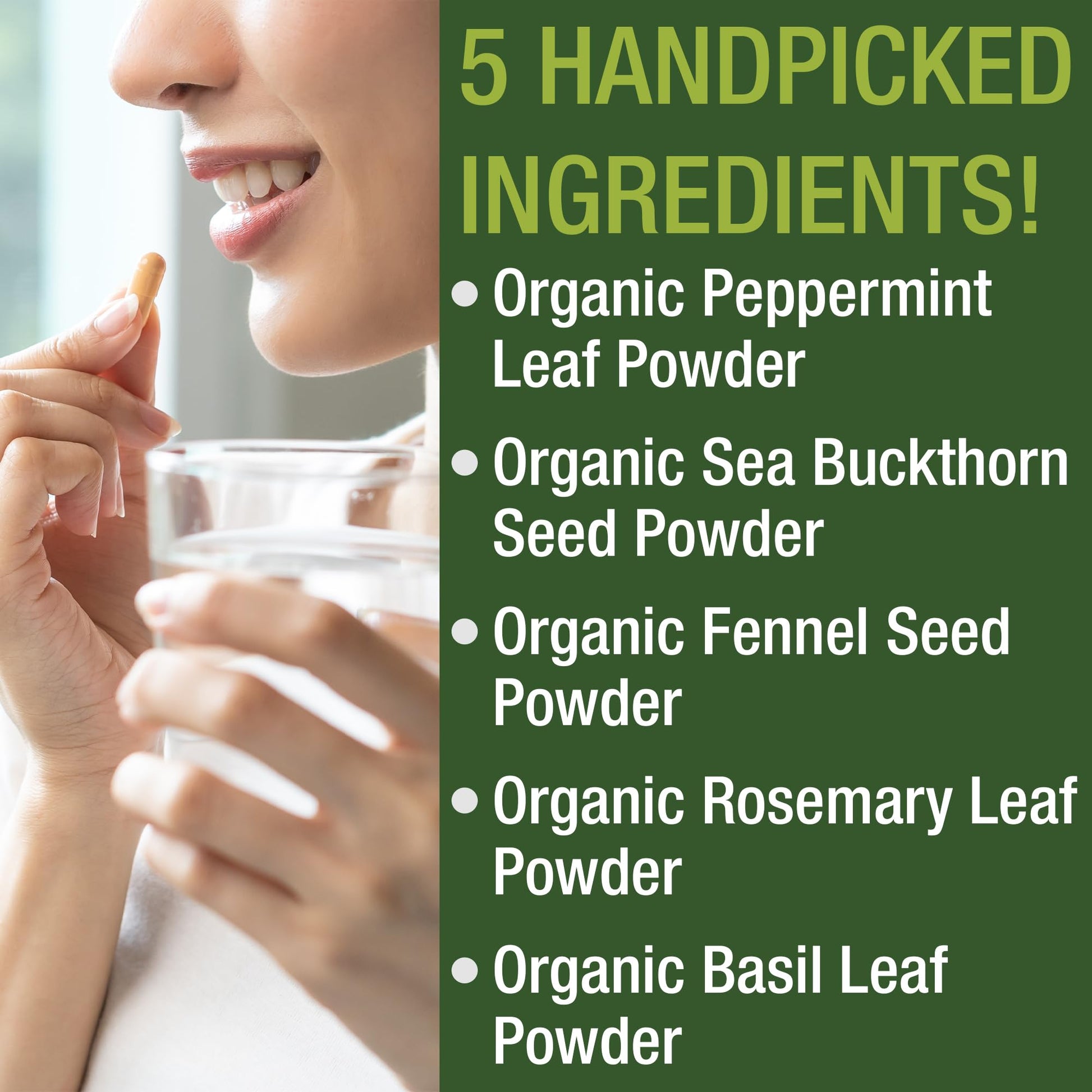 USDA Organic IBS Capsules for Relief, Ingestion, Bloating, Gas. Irritable Bowel Supplement with 5 Handpicked Organic Ingredients. Peppermint Oil, Sea Buckthorn, Fennel Seed, Rosemary Leaf, Basil Leaf Peak Performance buy supplements canada