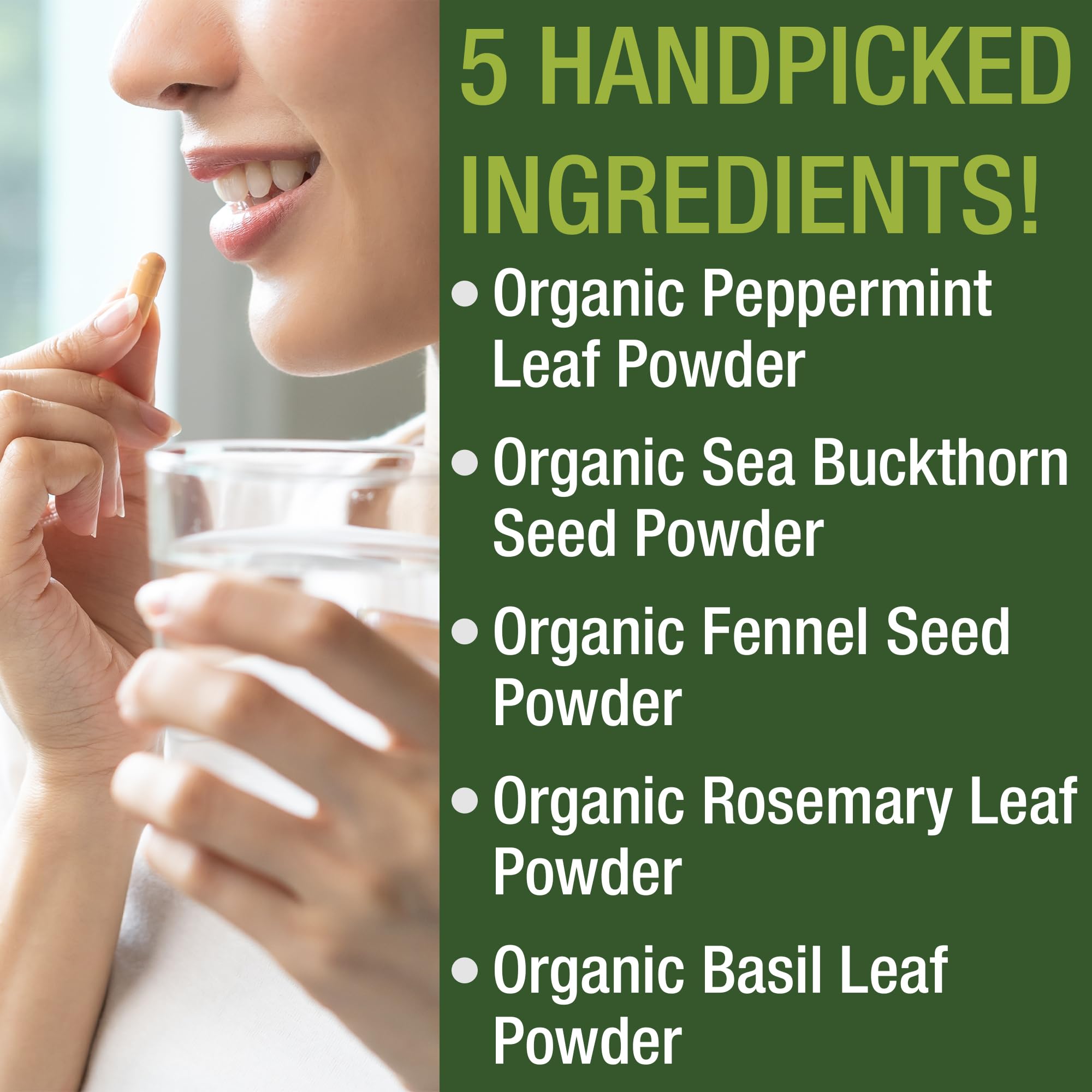 USDA Organic IBS Capsules for Relief, Ingestion, Bloating, Gas. Irritable Bowel Supplement with 5 Handpicked Organic Ingredients. Peppermint Oil, Sea Buckthorn, Fennel Seed, Rosemary Leaf, Basil Leaf Peak Performance buy supplements canada
