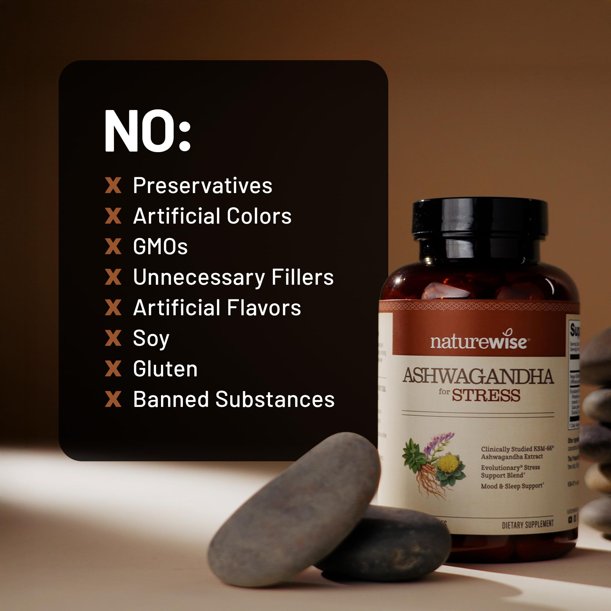 NatureWise Ashwagandha for Stress - With KSM-66 Extract, GABA, L-Theanine, Rhodiola Rosea - Herbal Mood & Sleep Support - Vegan, Non-GMO, Gluten-Free - 60 Capsules[1-Month Supply] NatureWise buy supplements canada
