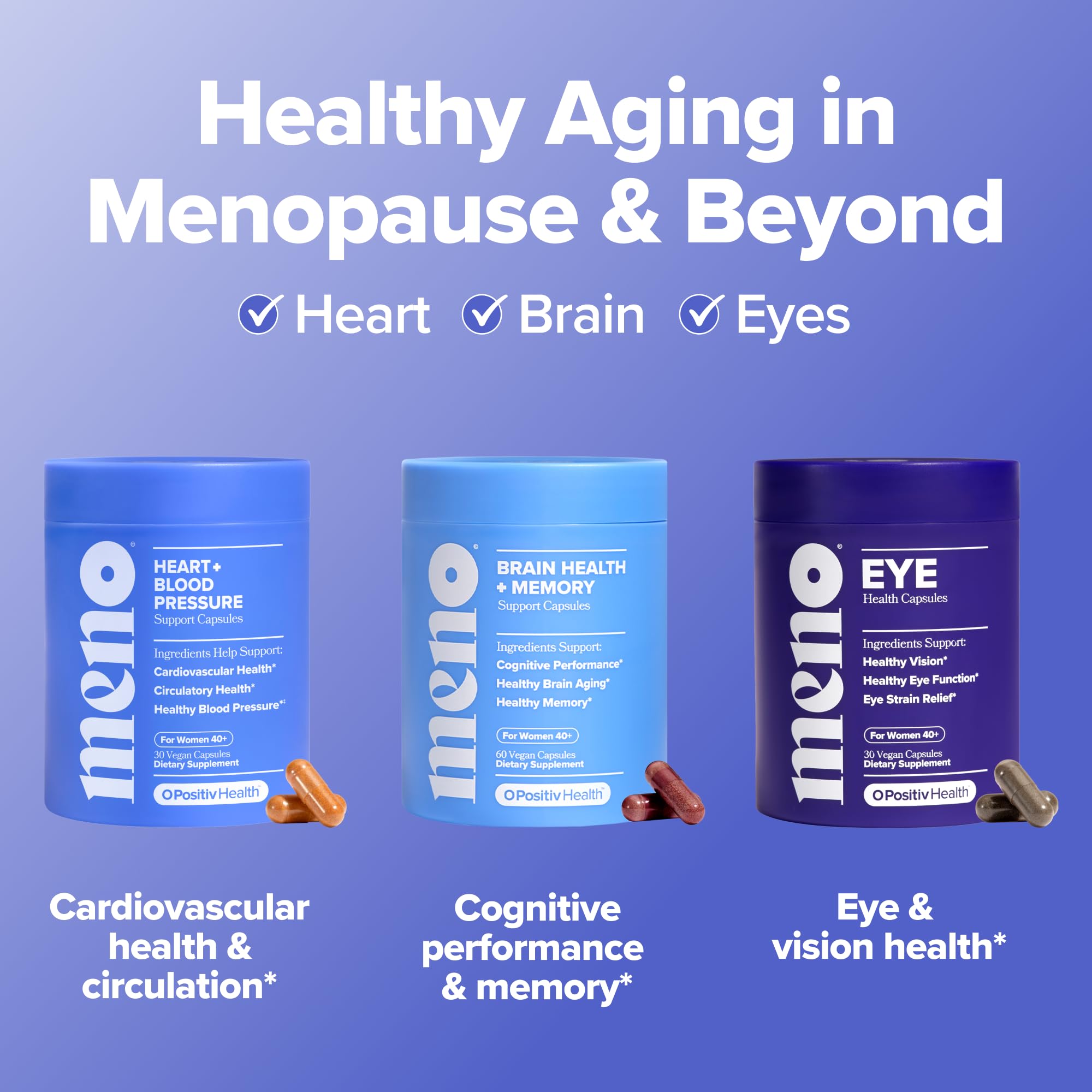O Positiv MENO Heart + Blood Pressure Support Capsules – Daily Support for Healthy Circulation, Stress Management & Blood Pressure – with CoQ10, Beets, Pine Bark & Saffron – 30 Servings O Positiv buy supplements canada