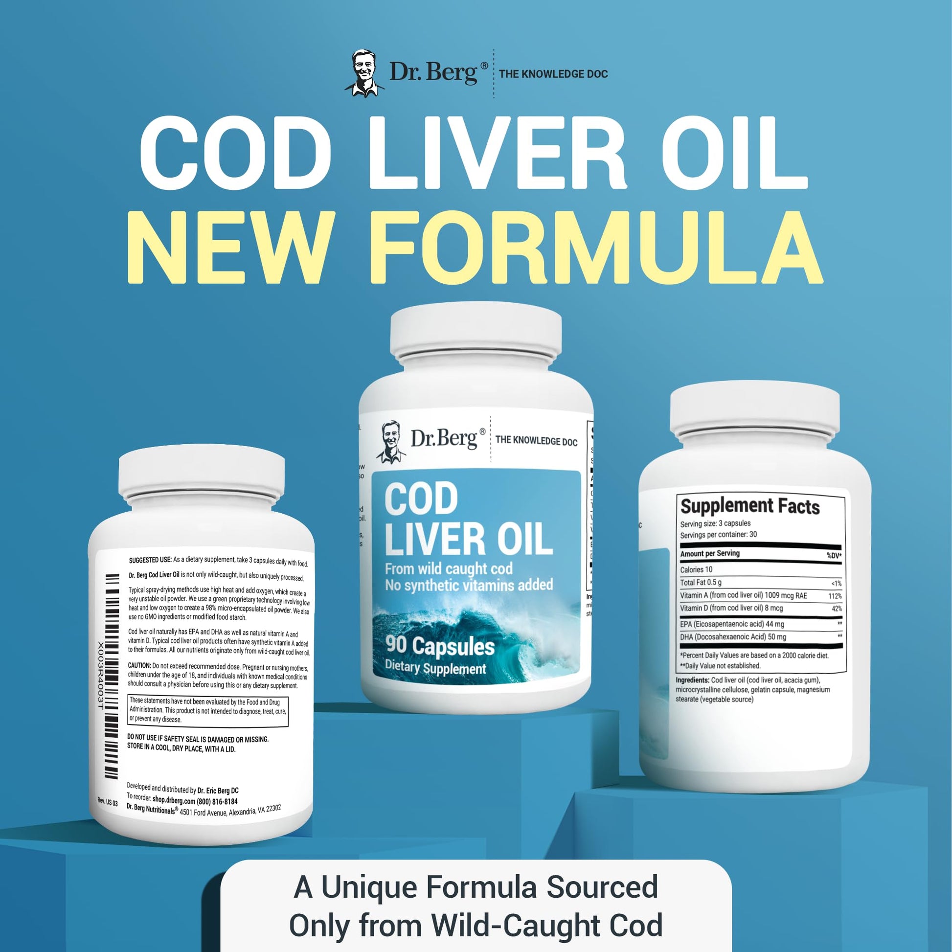 Dr. Berg Cod Liver Oil Capsules - New Formula Without OxBile - Rich in Omega-3 Fatty Dr. Berg Nutritionals buy supplements canada