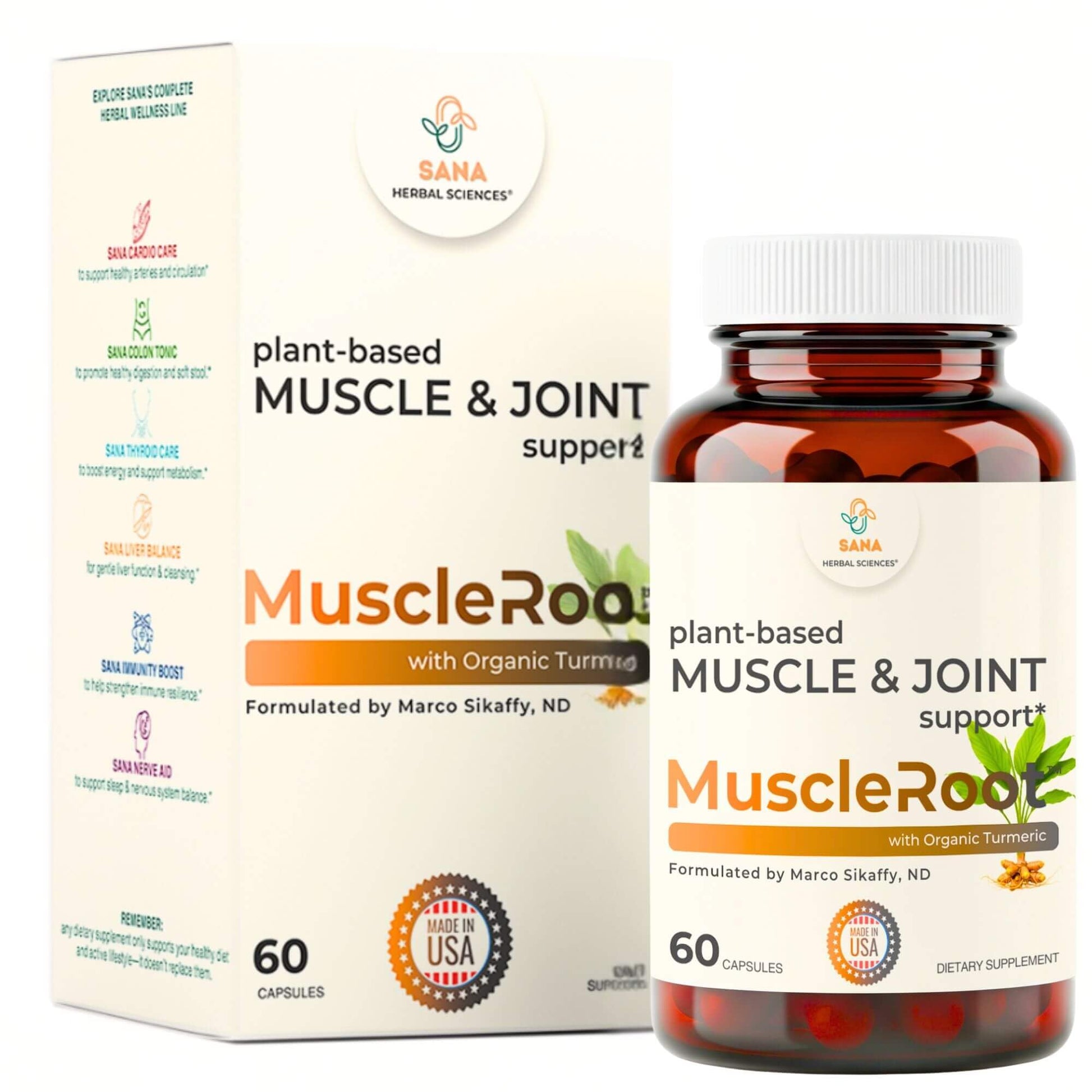 Muscle & Joint Support Supplement – Botanical Formula for Healthy Inflammatory Response | 6 Research-Backed Botanicals | Organic Turmeric | 60 Capsules | Sana Herbal Sana Herbal Sciences buy supplements canada