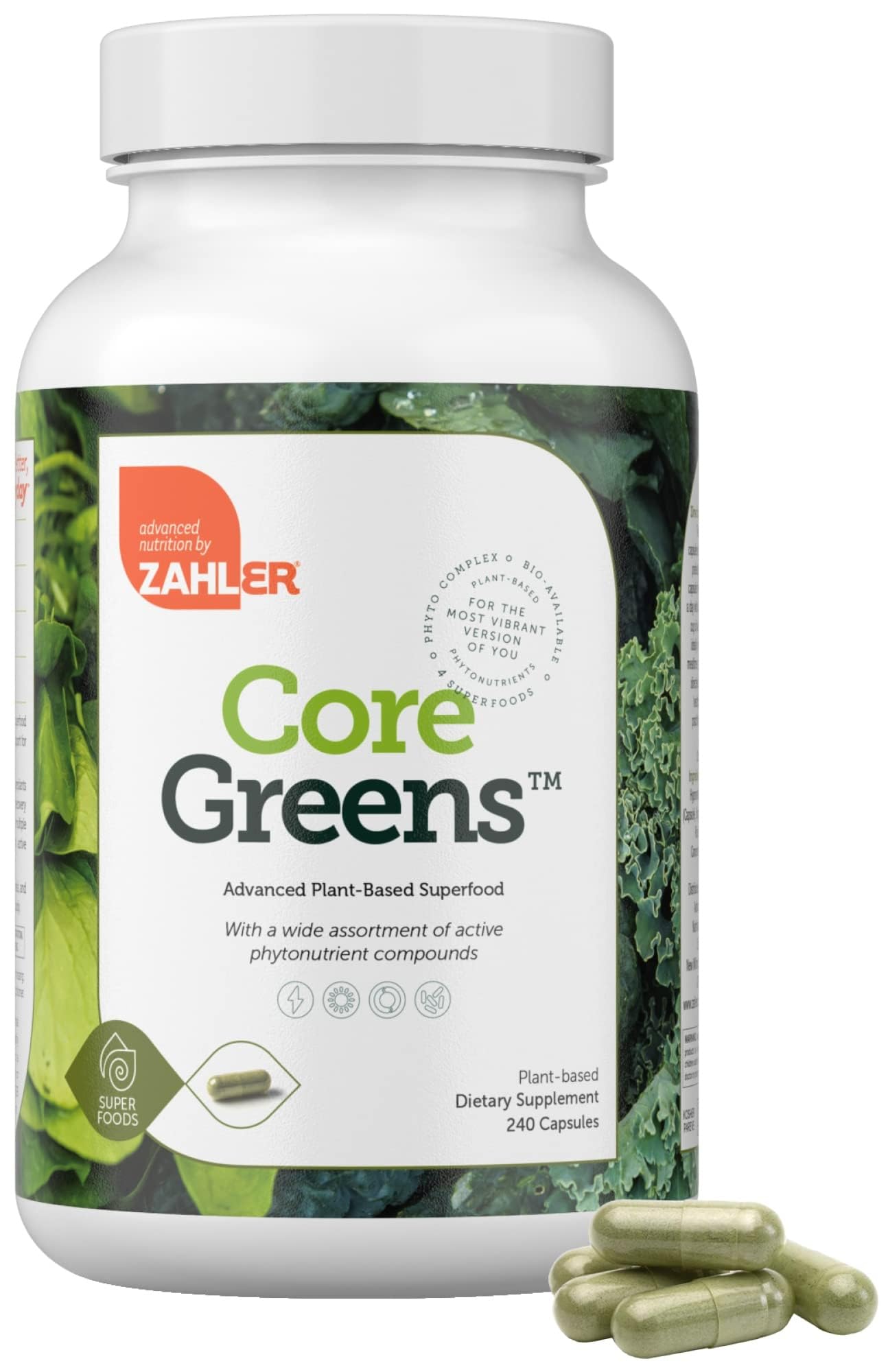 Zahler Core Greens, Superfood Greens Capsules, Super Greens with Spirulina, Chlorella, Spectra Blend and More, Kosher, 240 Capsule (240 Capsules) Zahler buy supplements canada