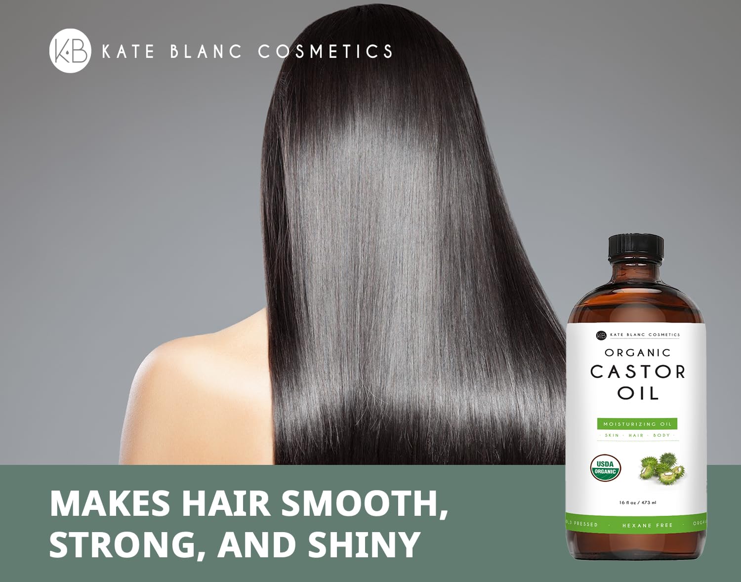 Kate Blanc Cosmetics Castor Oil Organic for Hair Growth & Body (16oz). 100% Pure Cold-Pressed Kate Blanc Cosmetics buy supplements canada