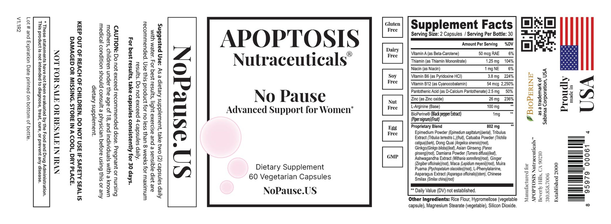Apoptosis Menopause Supplement for Women – Supports Hot Flash Relief, Mood Balance, Energy & Vitality – with L-Arginine – 60 Capsules – Made in USA Apoptosis Nutraceuticals buy supplements canada