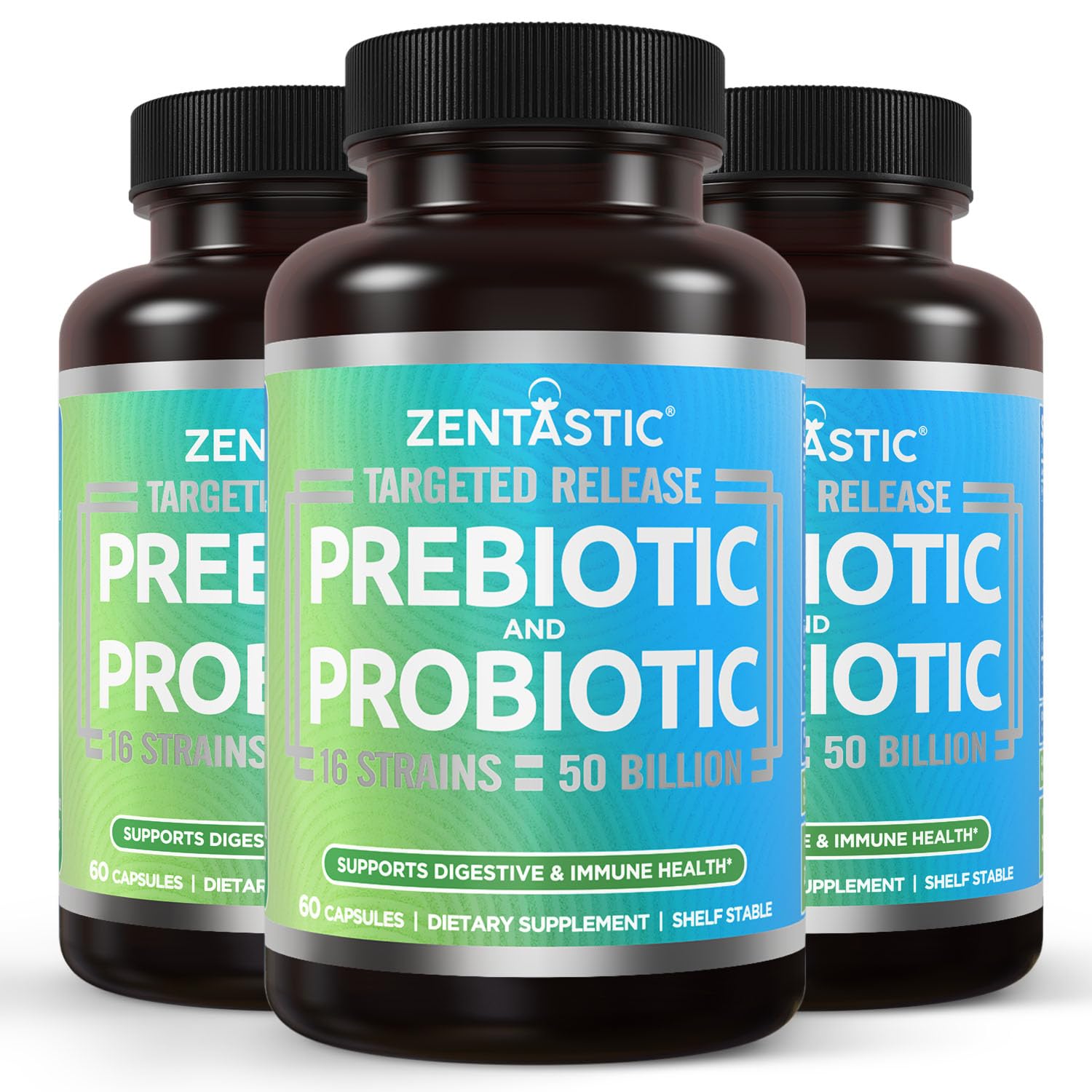 Zentastic Probiotics & Prebiotics Supplement - 50 Billion CFU - for Men & Women’s Immune & Digestive Health - 16 Strains - Shelf Stable - 180 Delayed Release Veggie Capsules Zentastic buy supplements canada