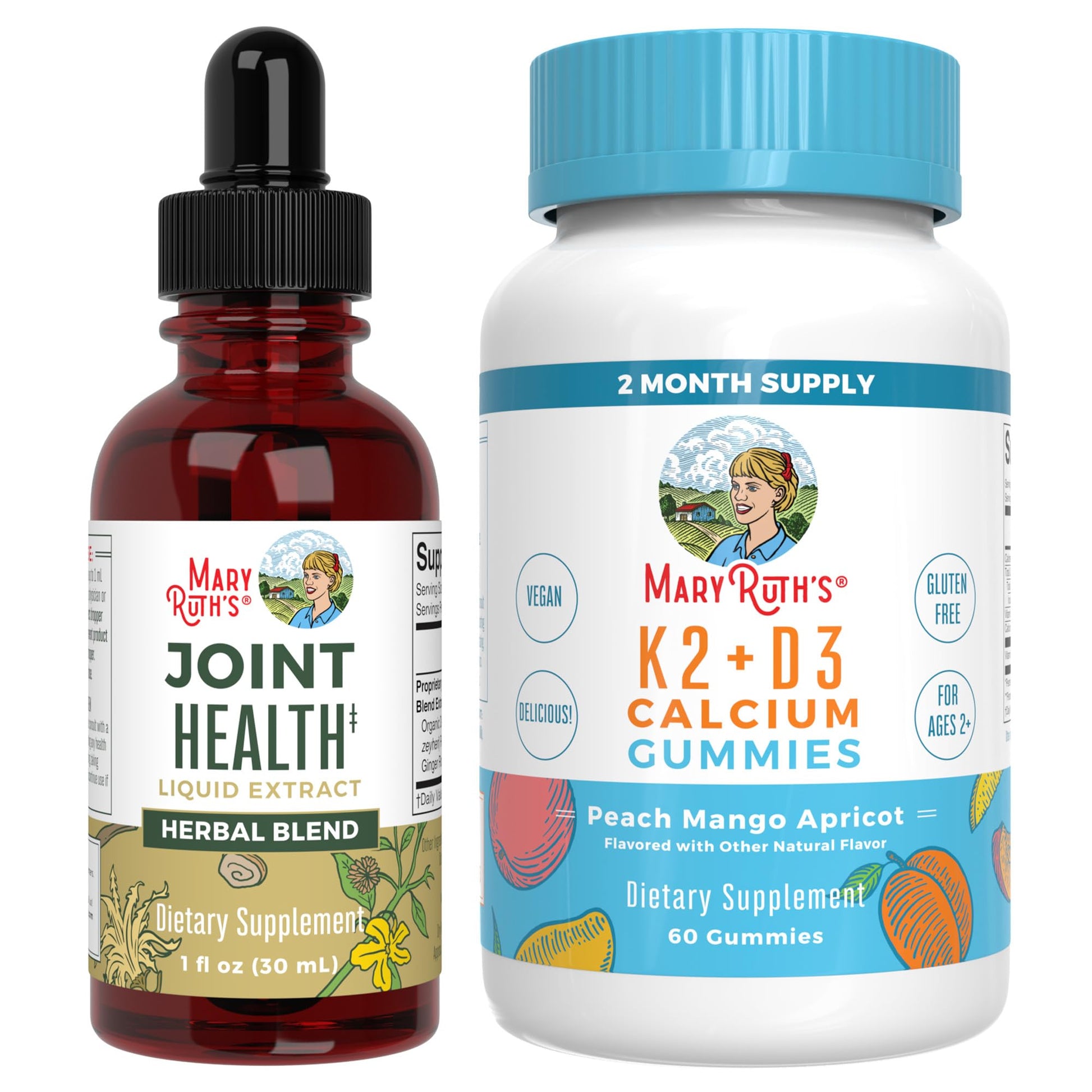 MaryRuth Organics Joint Health Liquid Drops & Vitamin K2+D3 Gummies (Peach Mango and Apricot) | Label Project Verified | Vitamins for Calcium, Joints, and Bone Support | Vegan, Non-GMO, Gluten Free MARYRUTH'S buy supplements canada