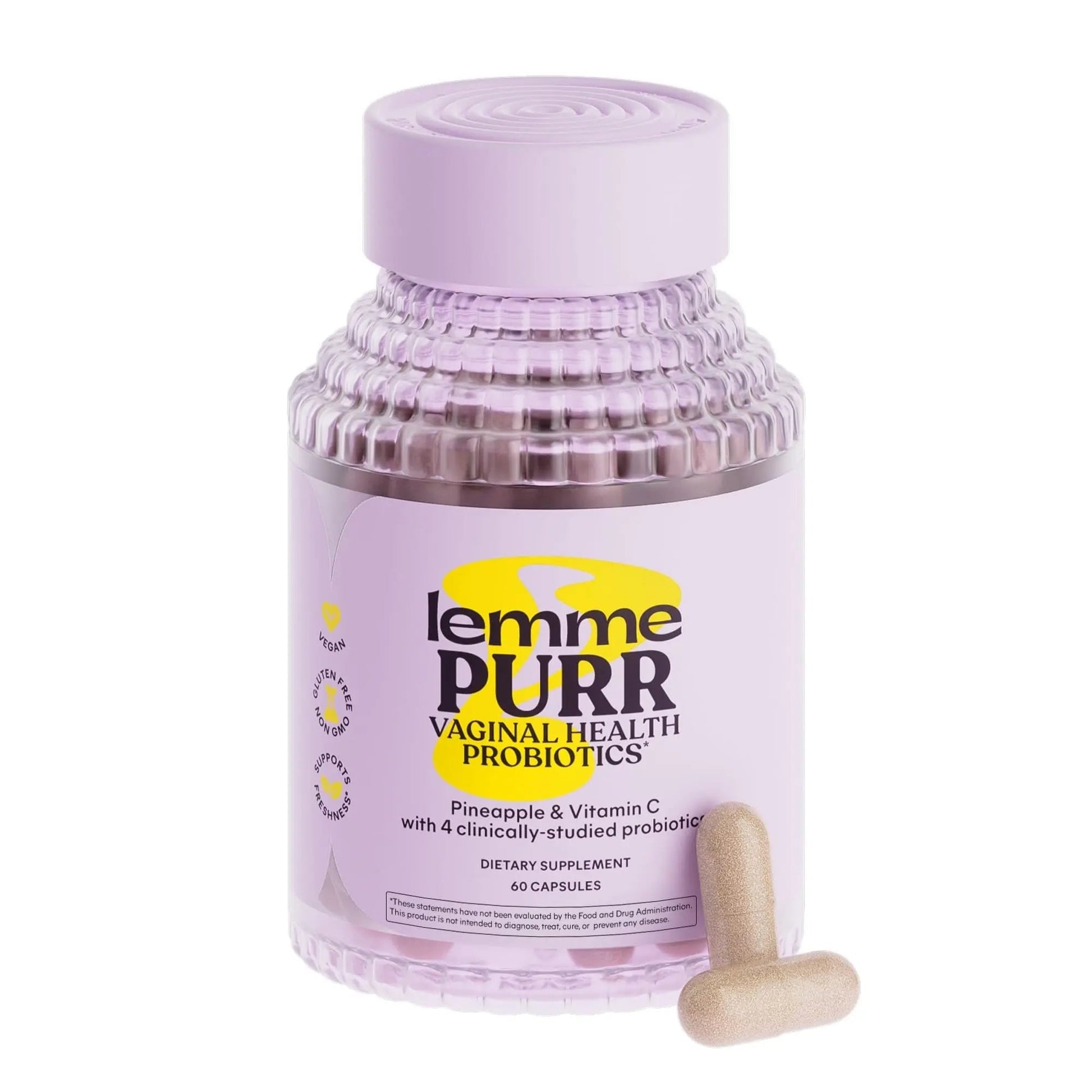 Lemme Purr Vaginal Probiotics for Women - Promotes pH Balance, Healthy Vaginal Odor & Urinary Tract Health w/Lactobacillus Blend, Clinically Tested Strains, Pineapple & Vitamin C - 60 Veggie Capsules Lemme buy supplements canada