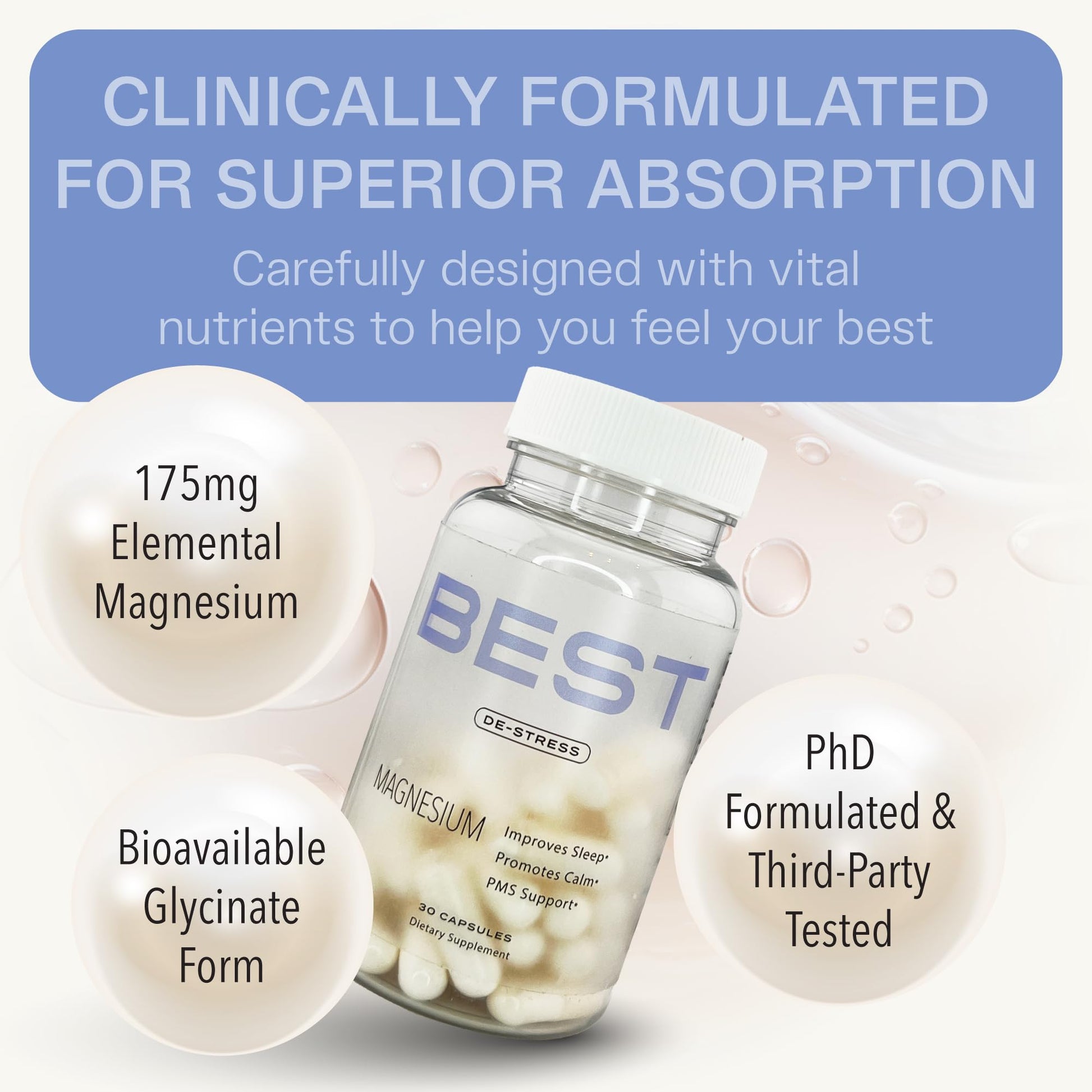 BEST Magnesium Glycinate Supplement for Women - High Absorption, Breakthrough for Sleep, Stress - Menopause Symptoms, Magnesium for Women Over 40 - Gentle on Stomach, Non-GMO, Vegan - 30 Day Supply BEST Supplements buy supplements canada
