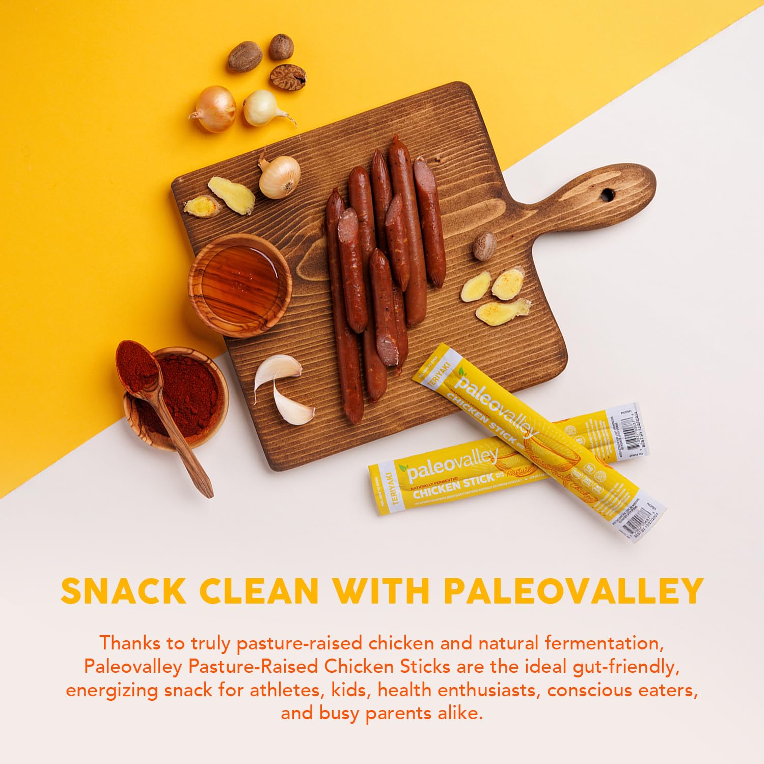 Paleovalley Pasture-Raised Chicken Sticks – 10 Pack – 7g Protein per Stick – Keto-Friendly, Paleo, Gluten-Free, Nitrate-Free – On-the-Go Snack (10 Pack, Teriyaki) Paleovalley buy supplements canada