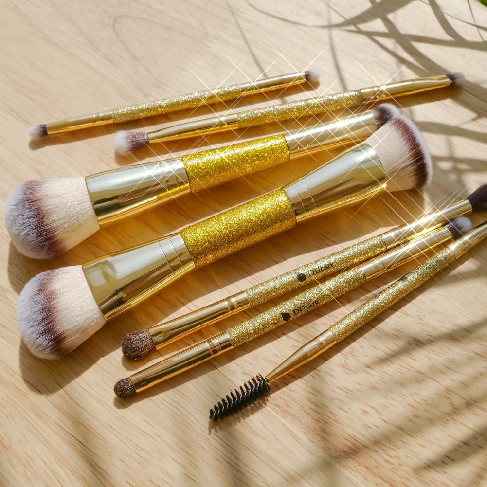 DUcare Dual End Foundation Contour Bronzer Brush, Gold Glitter Handle Double Ended Professional Face Makeup Tool for Liquid Cream Powder DUcare buy supplements canada