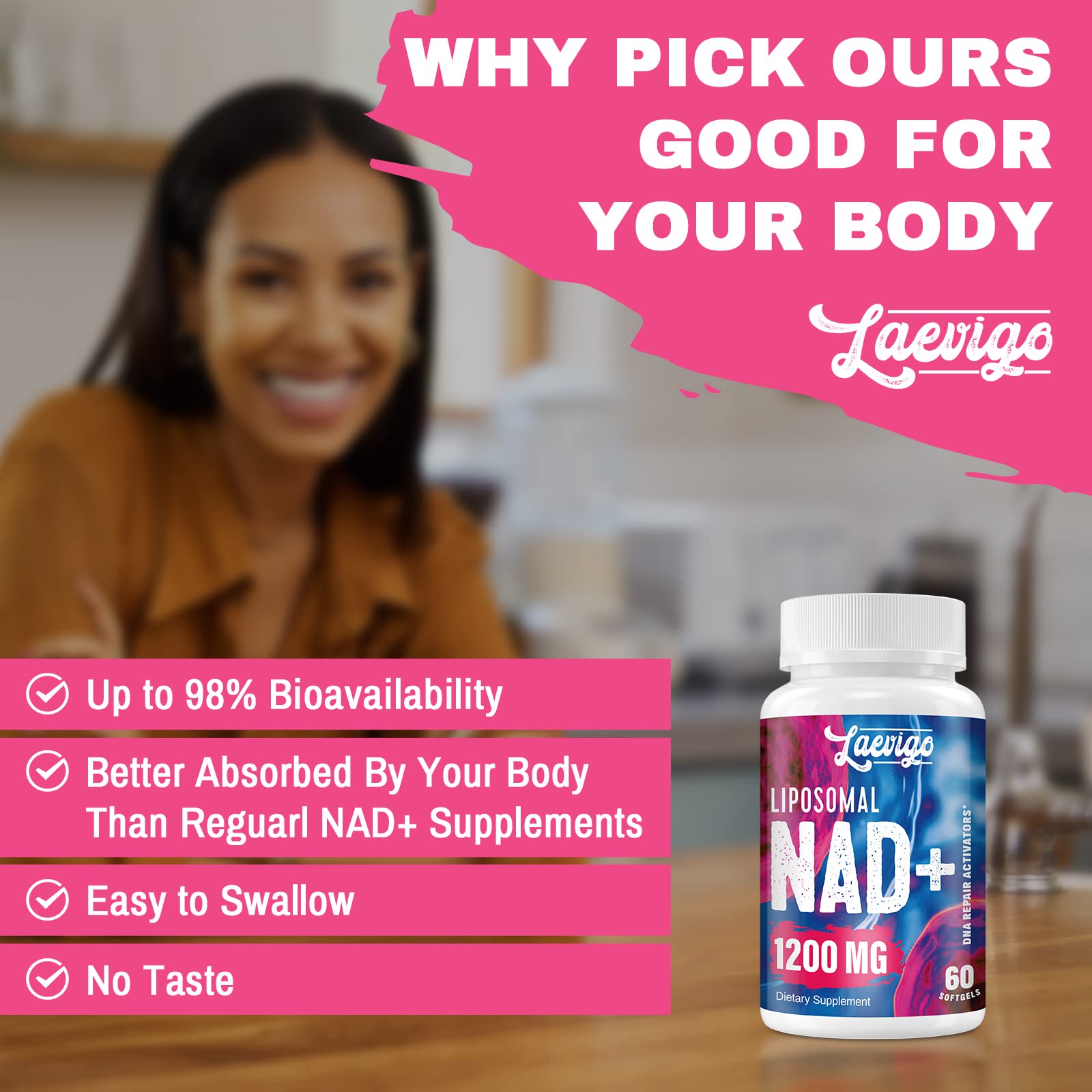 Laevigo Liposomal NAD+ Supplement 1200mg High Absorption, Cellular Energy & Mitochondrial Support, NAD Plus for Longevity & Vitality, Anti-Aging Formula, 60 Softgels Laevigo buy supplements canada