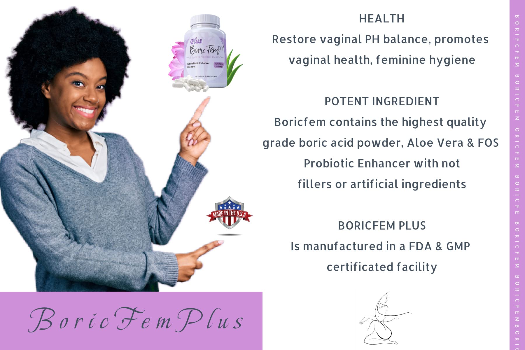 Boric Acid Vaginal Suppositories Plus Aloe Vera & FOS Probiotic Enhancer 800mg/, 30 Count All Natural N' More buy supplements canada