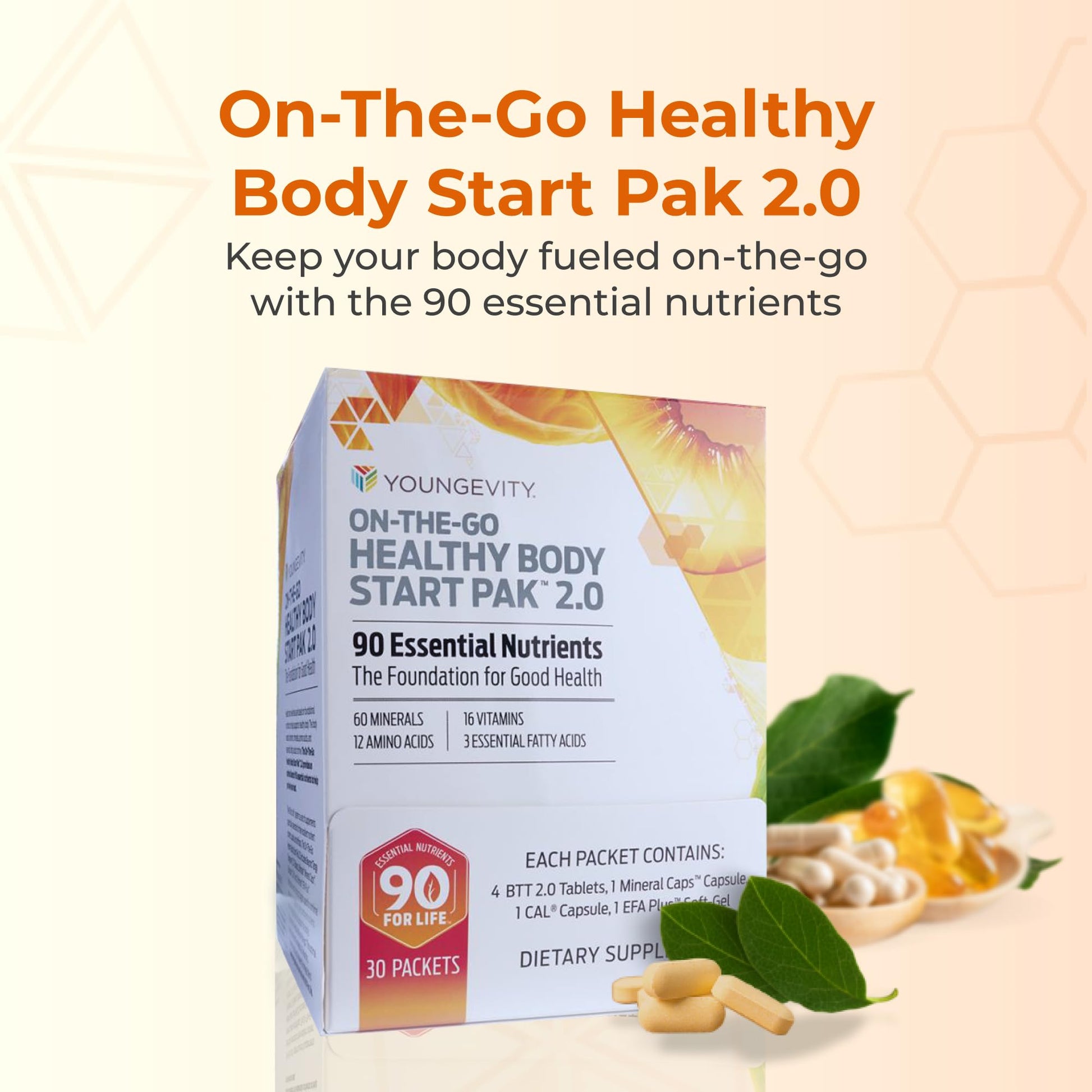 Youngevity On-The-Go Healthy Body Start Pak 2.0 - Includes Multi-Vitamins, Minerals, EFAs, & Amino Acids | 90 Essential Nutrients | 30-Day Supply Youngevity buy supplements canada