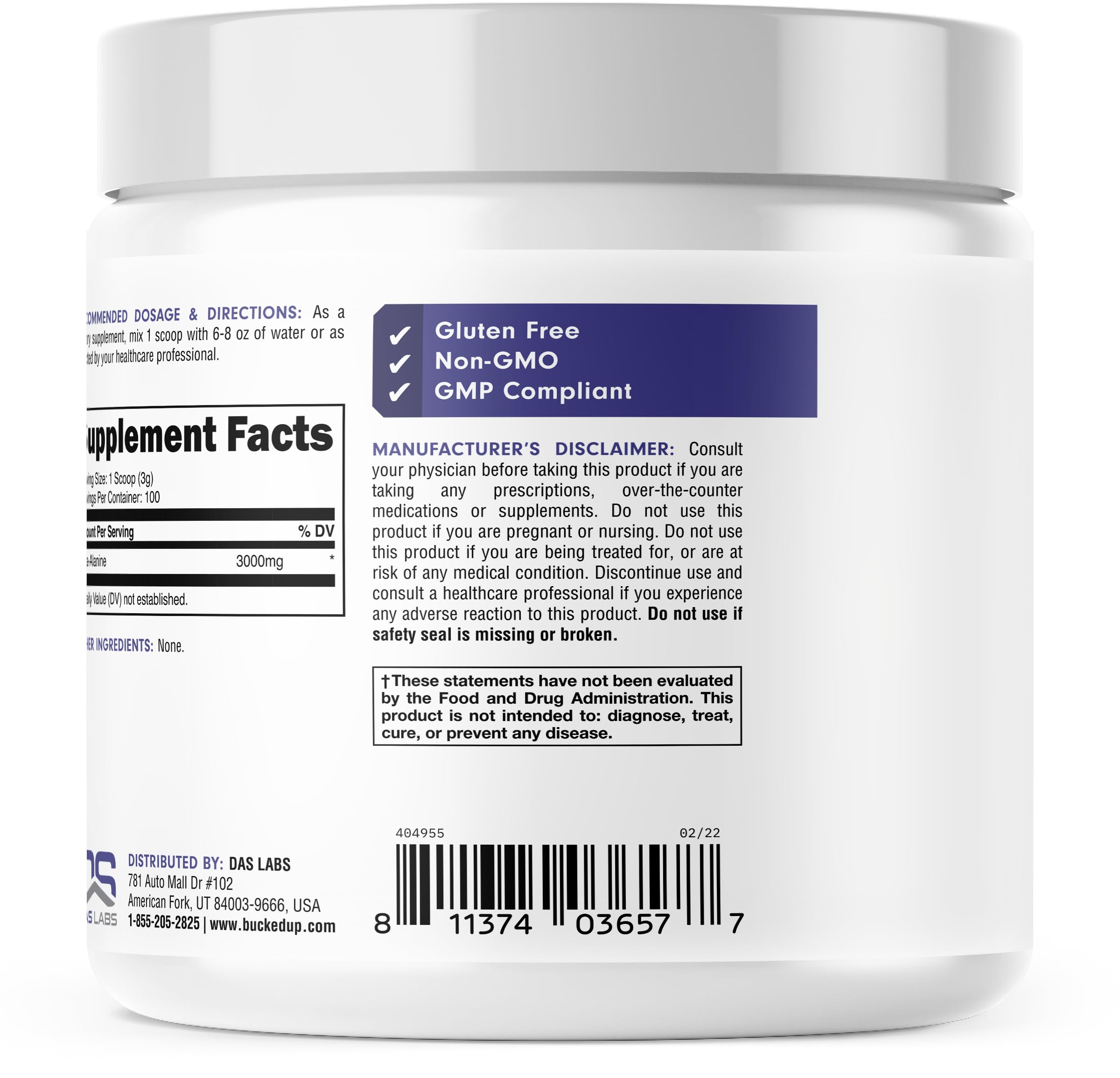 Bucked Up Beta Alanine 300mg Powder, Non-GMO, Gluten-Free, Unflavored (100 Servings) Bucked Up buy supplements canada