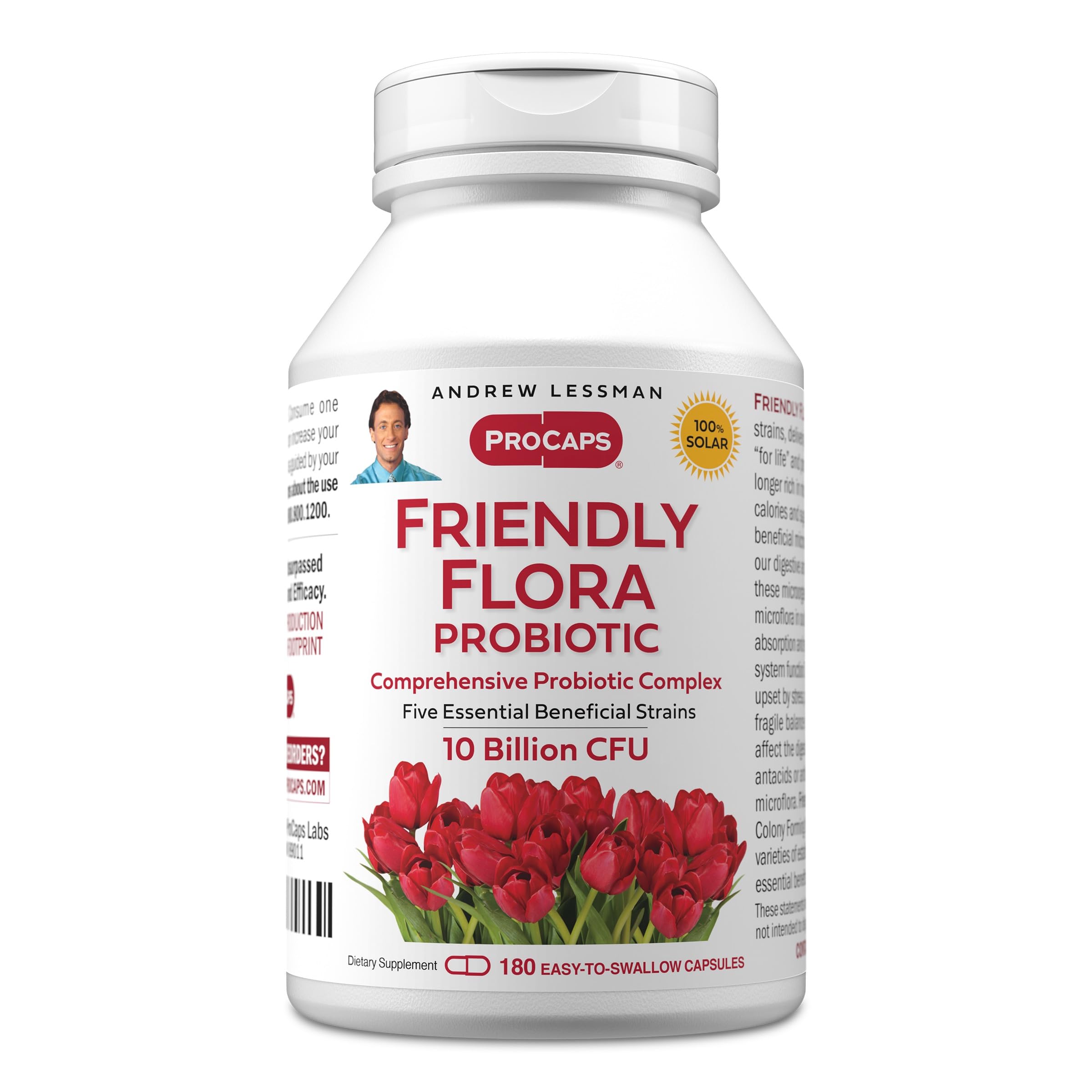 ANDREW LESSMAN Friendly Flora Probiotic 180 Capsules - 10 Billion CFU, Comprehensive Blend of Five Probiotic Strains, Powerful Immune and Digestive Support. Probiotics for Women or Men ANDREW LESSMAN buy supplements canada