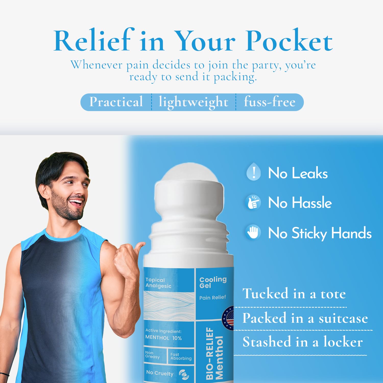 BIO-Relief Pain Roll On w 10% Menthol & Arnica | Highly Effective, Cool & Topical Pain Relief Extra Strength for Arthritis, Muscle, Joint, & Back - Easy Roll On Maximum Strength, Made in USA Scientific Solutions Global buy supplements canada