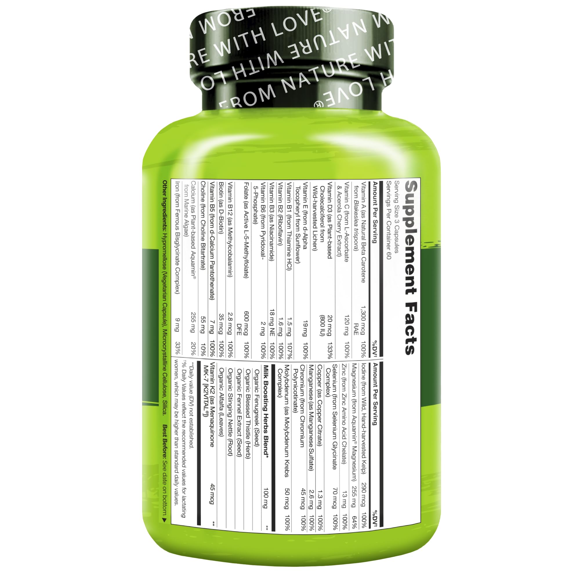 NATURELO Postnatal Multivitamin - Supplement for Breastfeeding Women - Plant-Based Vitamin D, Folate, Gentle Iron - for Nursing Mother, Baby NATURELO buy supplements canada