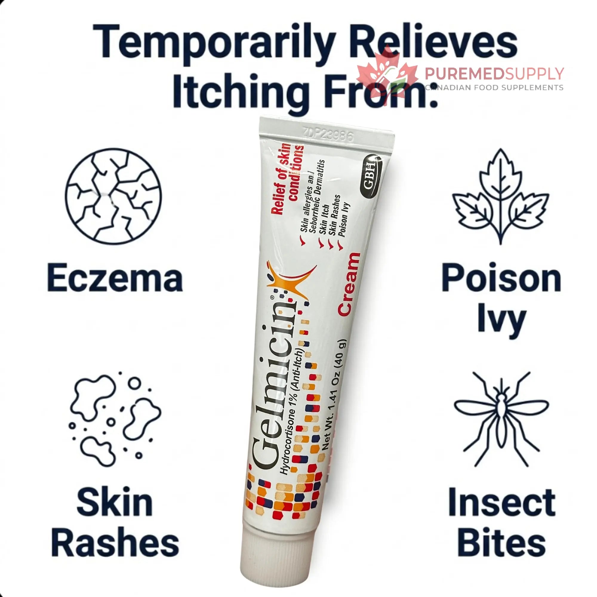 Gelmicin Cream 40g Skin Allergies, Skin Itch, Skin Rashes, Poison Ivy Relief- Contains 1.41 oz Gelmicin buy supplements canada