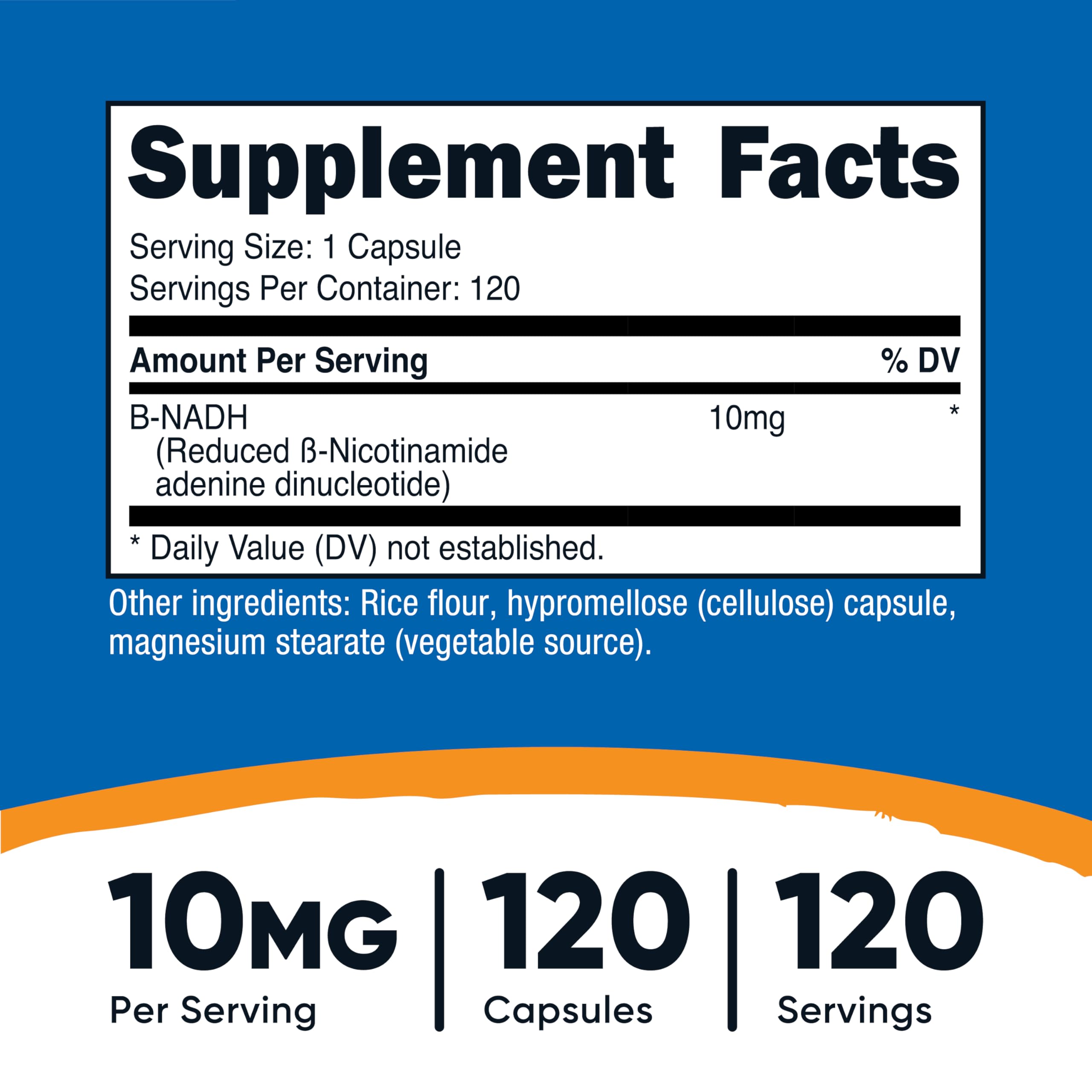 Nutricost NADH 10mg Per Serving 120 Capsules - B-Nicotinamide Adenine Dinucleotide, Vegan, Gluten-Free Nutricost buy supplements canada