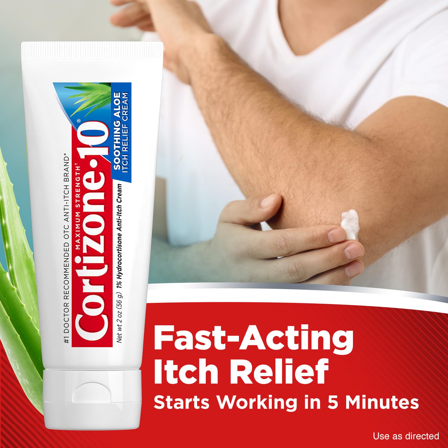 Cortizone-10 Maximum Strength Soothing Aloe Itch Relief Cream, 1% Hydrocortisone, Fast-Acting, Anti-Itch Cream for Bug Bites, Rash, Eczema, Psoriasis, Poison Ivy, Oak, Sumac, 2 oz (Pack of 4) Cortizone 10 buy supplements canada