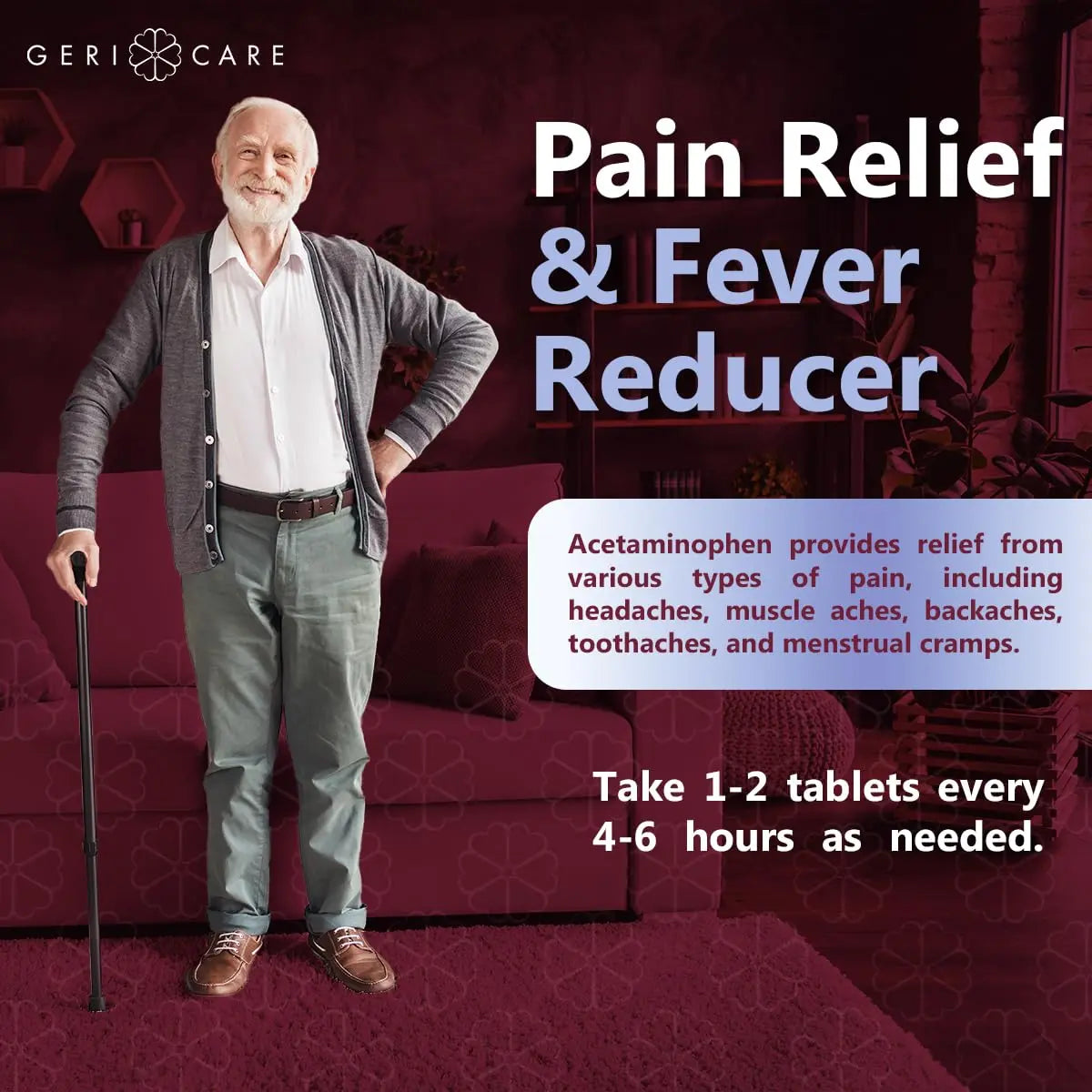 GeriCare Extra Strength Acetaminophen Pain Relief Fever Reducer Tablets, Strength 500mg Tablet | Joint, Muscle, Arthritis, Back Pain, Body Pain Relief, 100 Count (Pack of 2) GeriCare buy supplements canada