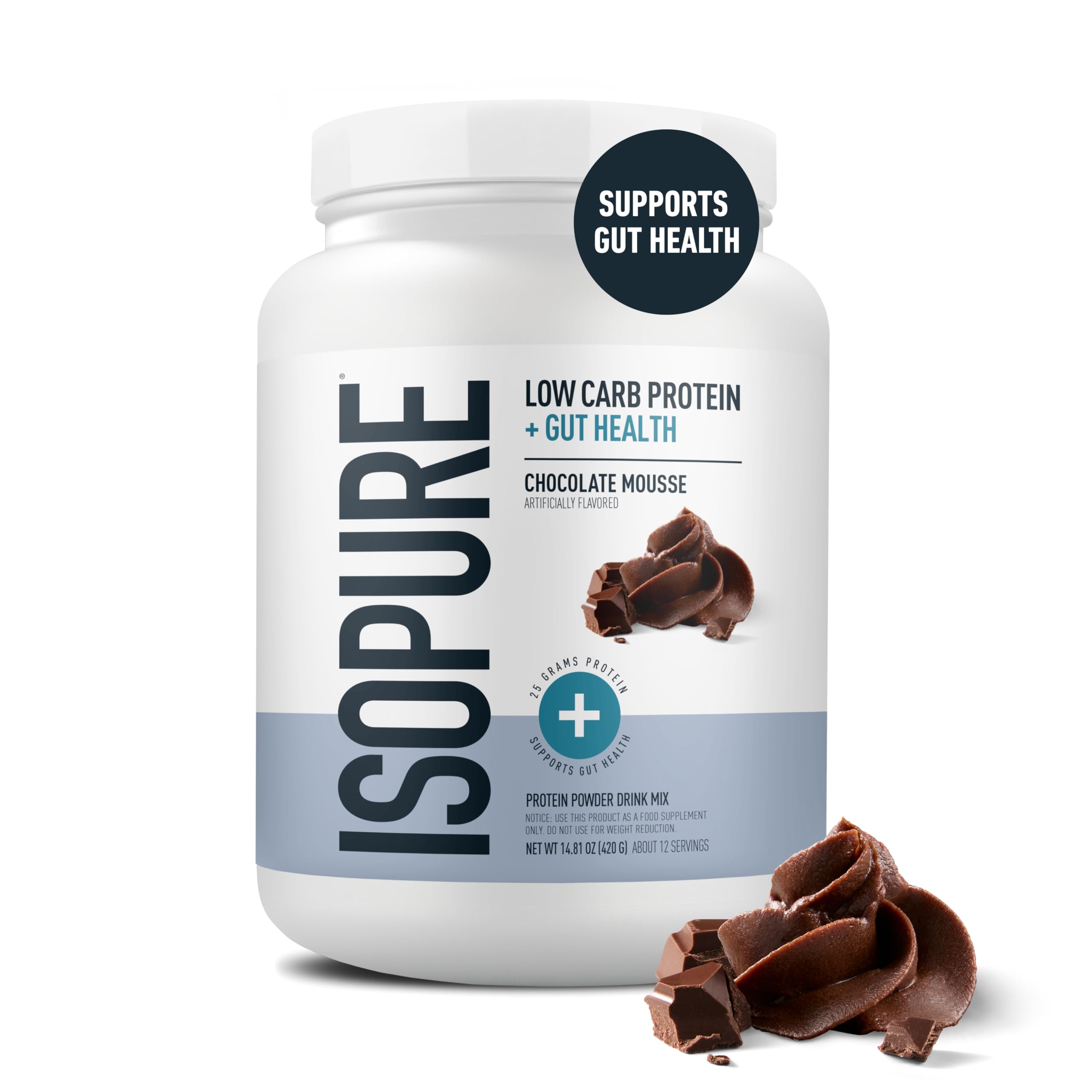 Isopure Protein + Gut Health & Immune Support Powder, Chocolate Mousse, 25g Whey Protein with Prebiotics & Vitamins, 12 Servings (Pack of 1) Isopure buy supplements canada