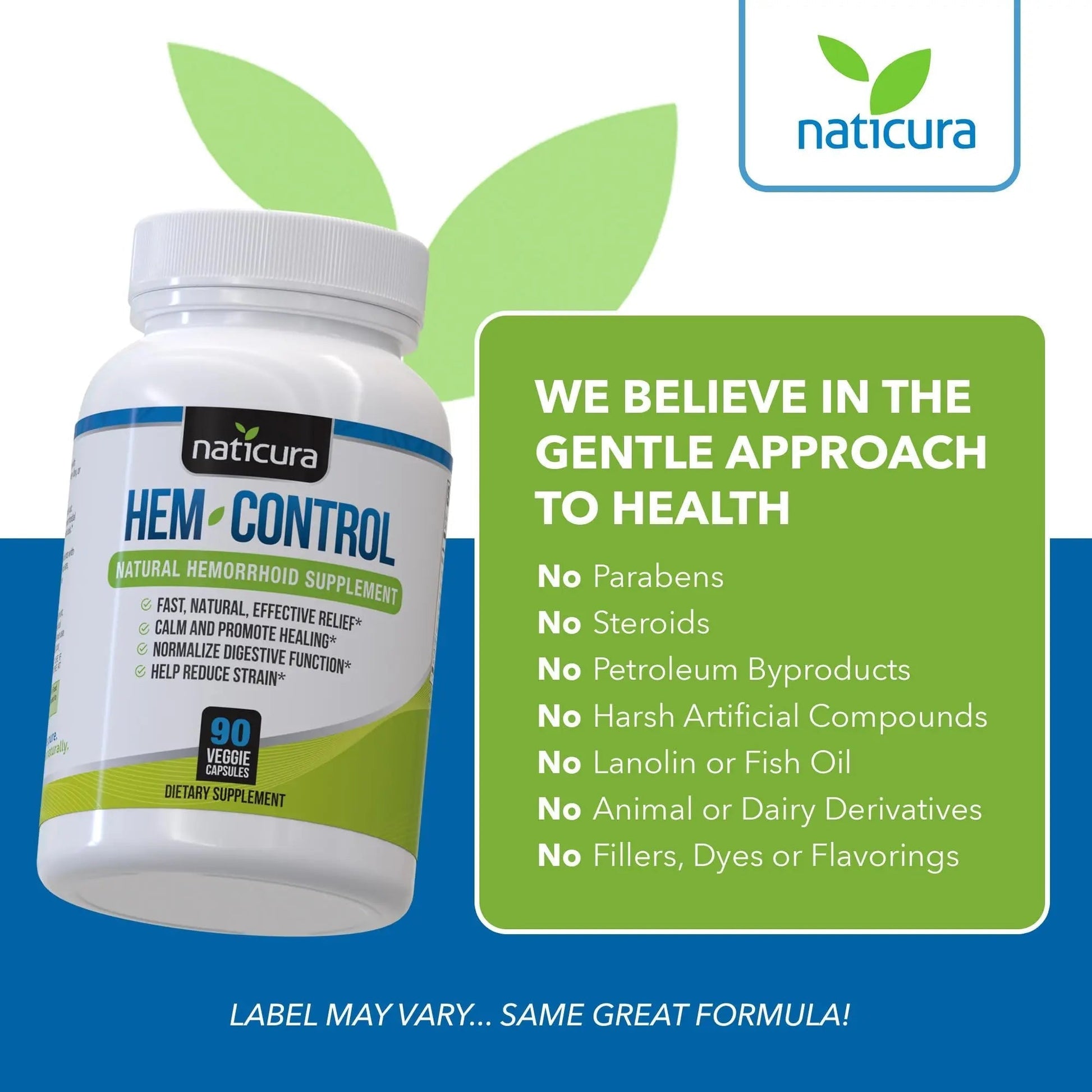 Naticura Hem-Control - Fast Effective Hemorrhoid Treatment Supplement - Powerful Formula to Promote Symptom Relief, Shrinking of Hemorrhoids, Ease Discomfort - 90 Vegan Capsules - Made in USA Naticura buy supplements canada