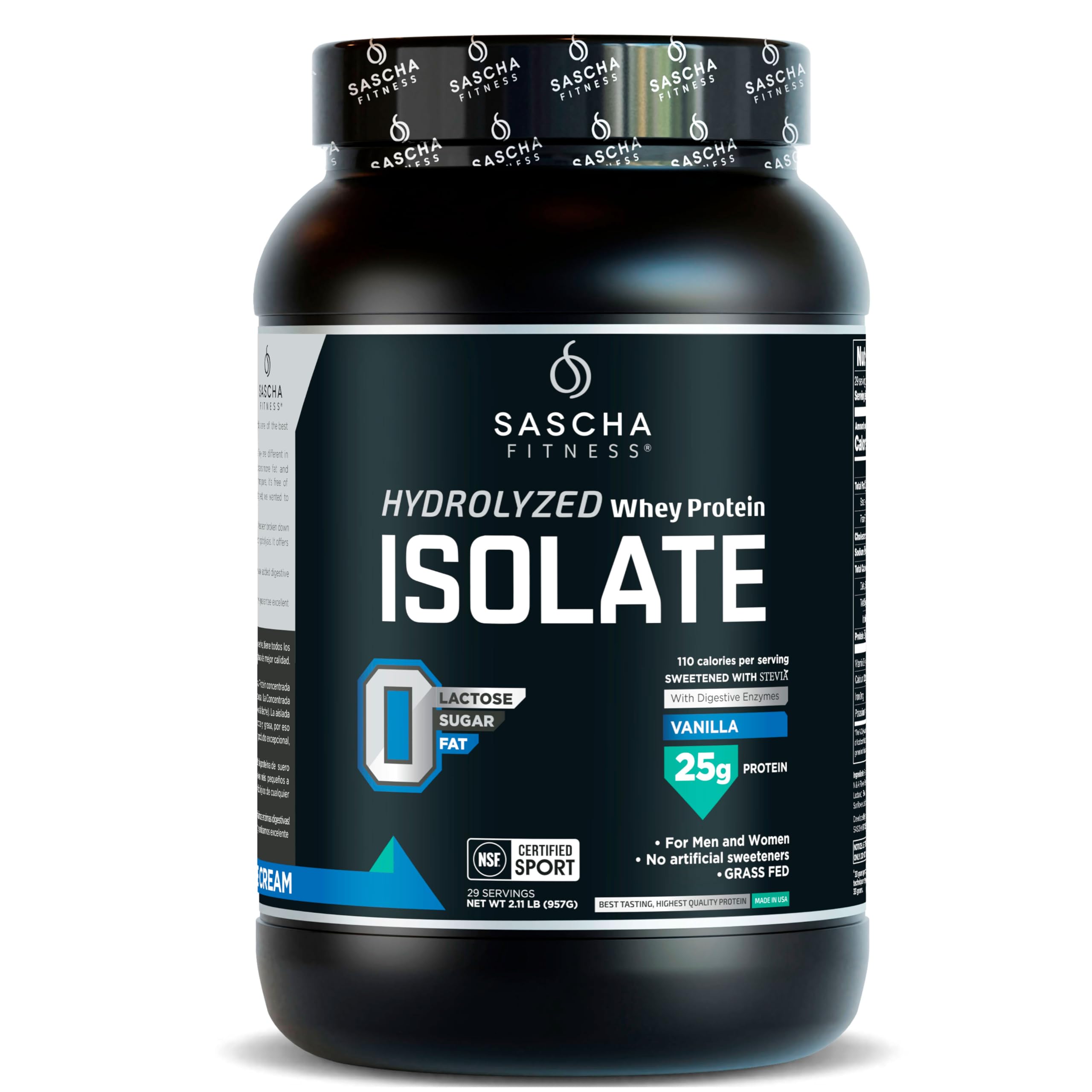 SASCHA FITNESS Hydrolyzed Whey Protein Isolate,100% Grass-Fed (2 Pounds, Vanilla) SASCHA FITNESS buy supplements canada