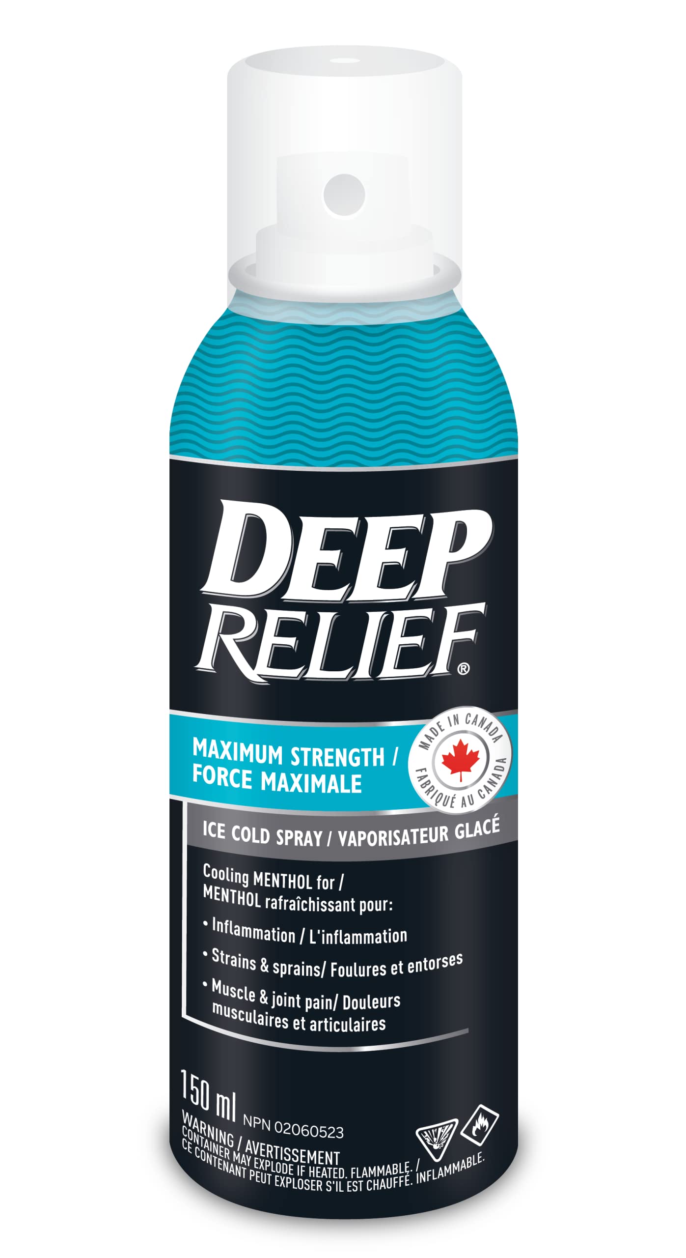 Deep Relief Ice Cold Spray, 150ml - Plastic Bottle, Spray, Cold Therapy, Turquoise, 5.3cm x 5.3cm x 17.1cm Deep Relief buy supplements canada