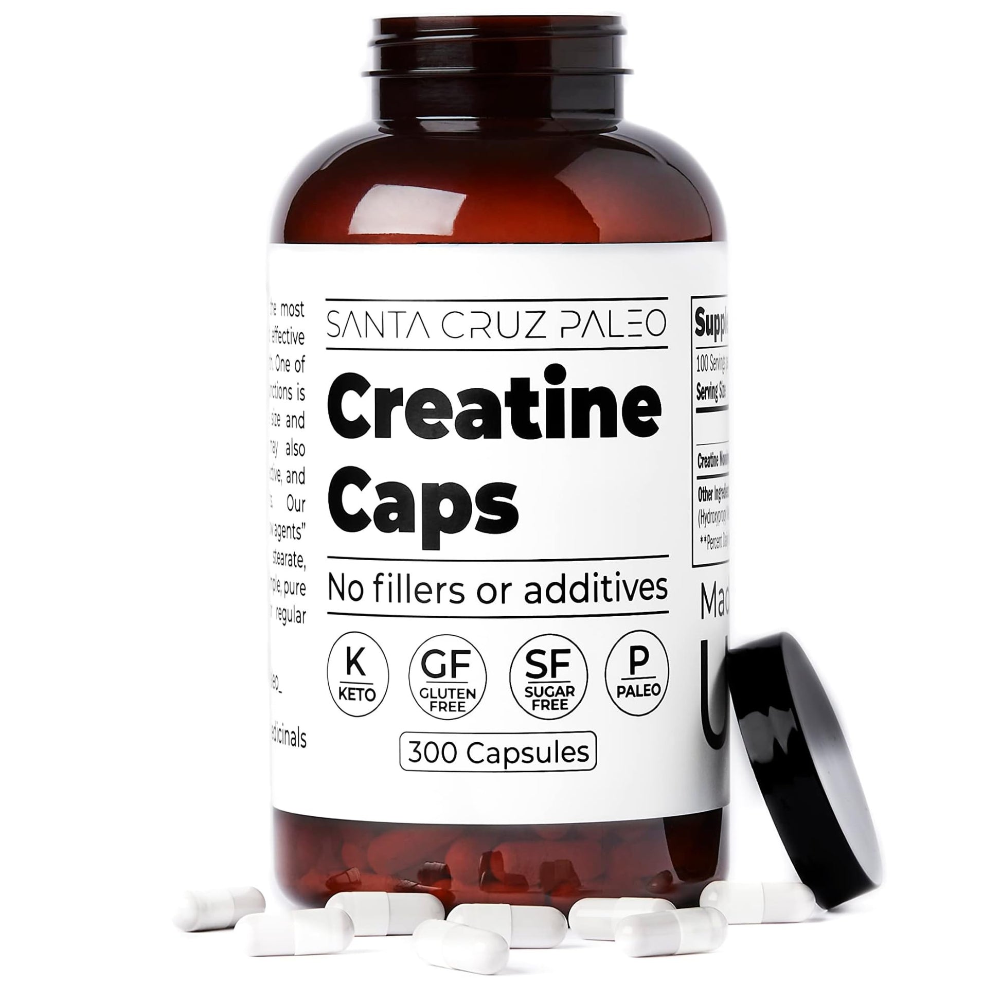 Santa Cruz Paleo Creatine Capsules, Supports Muscle Growth & Energy, Gluten Free, Keto, Sugar Free, Paleo, No Fillers or Additives, Creatine Monohydrate Pills, Santa Cruz Paleo buy supplements canada